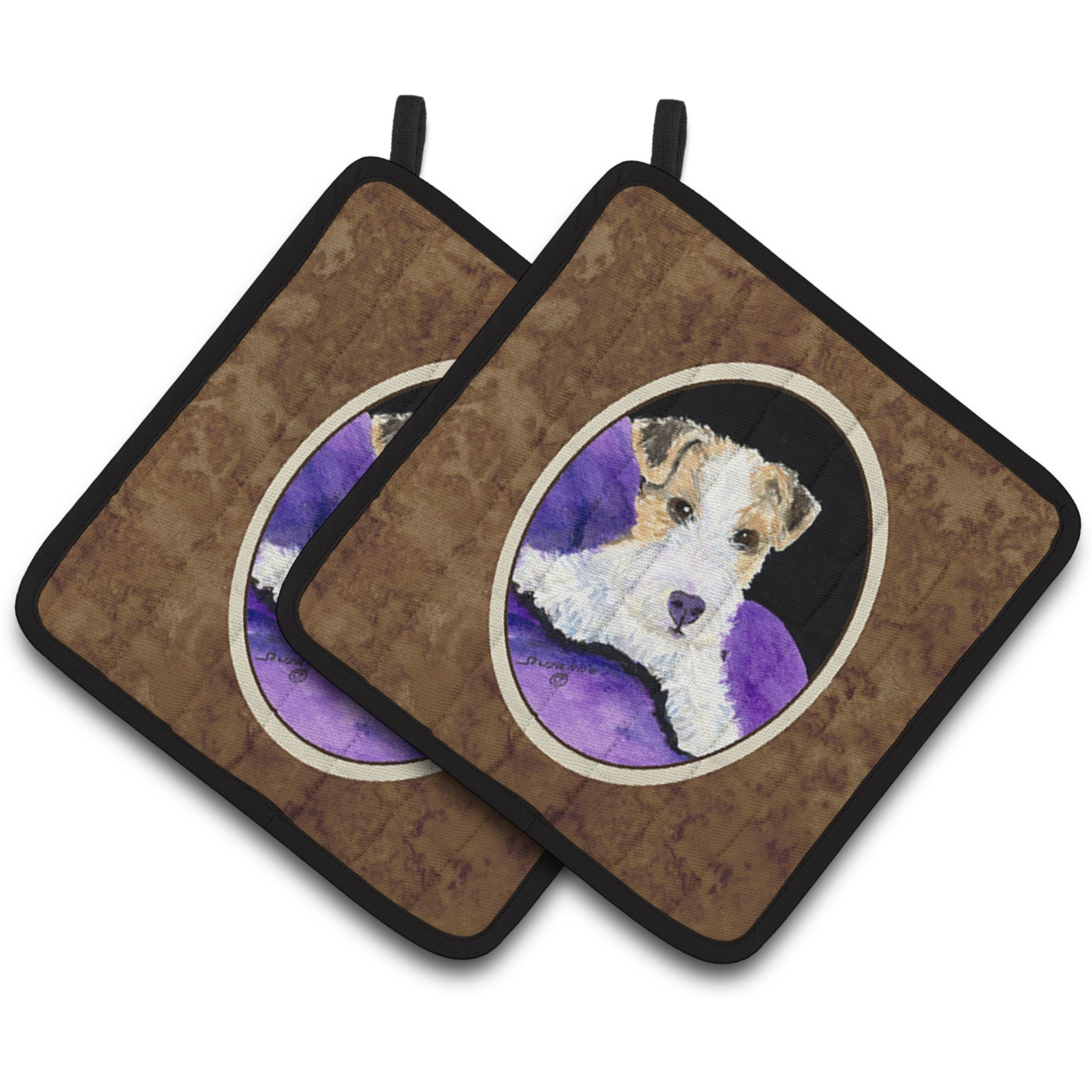 &quotCaroline's Treasures Fox Terrier Pair of Pot Holders SS8971PTHD, 7.5HX7.5W, Multicolor"
