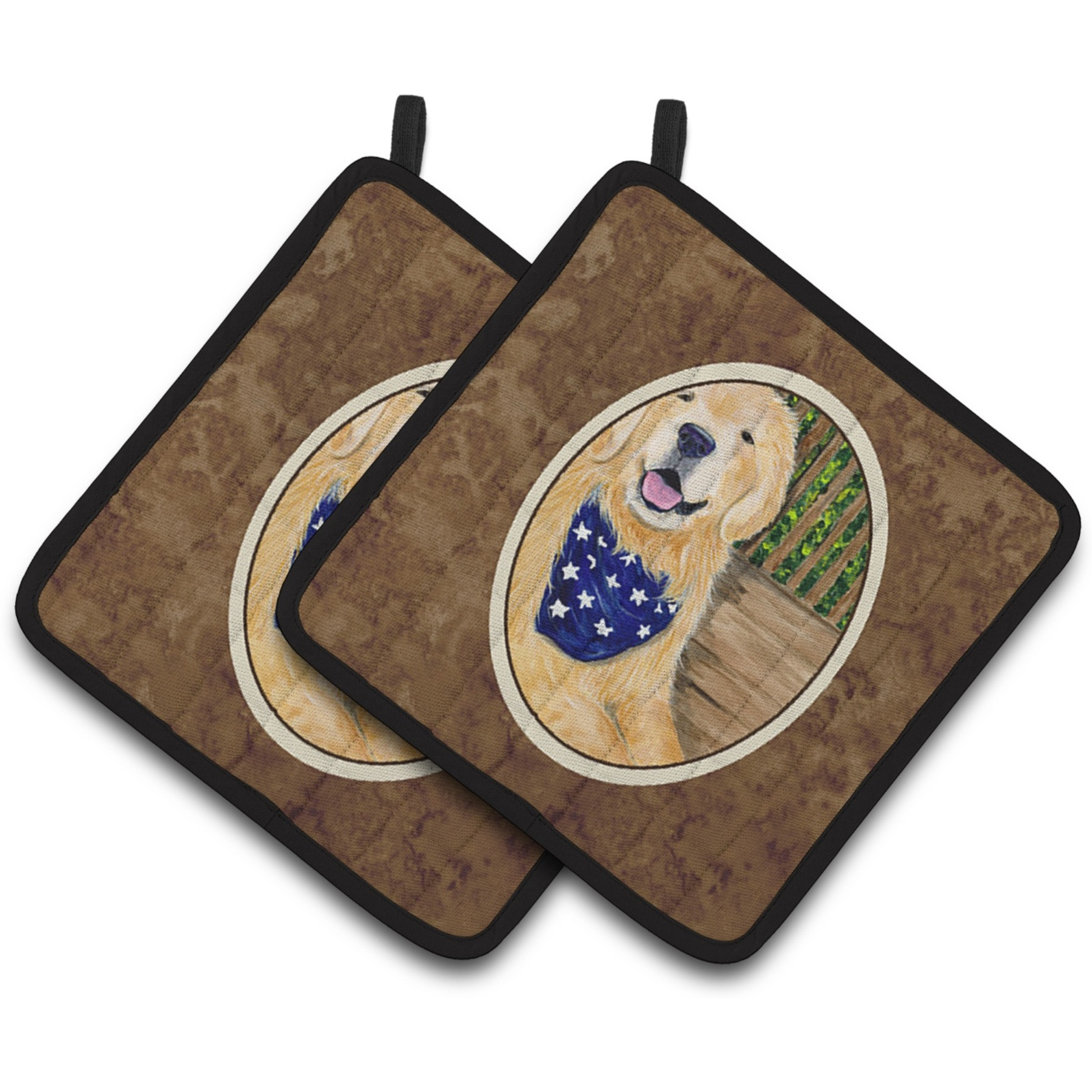 &quotCaroline's Treasures Golden Retriever Pair of Pot Holders SS8972PTHD, 7.5HX7.5W, Multicolor"