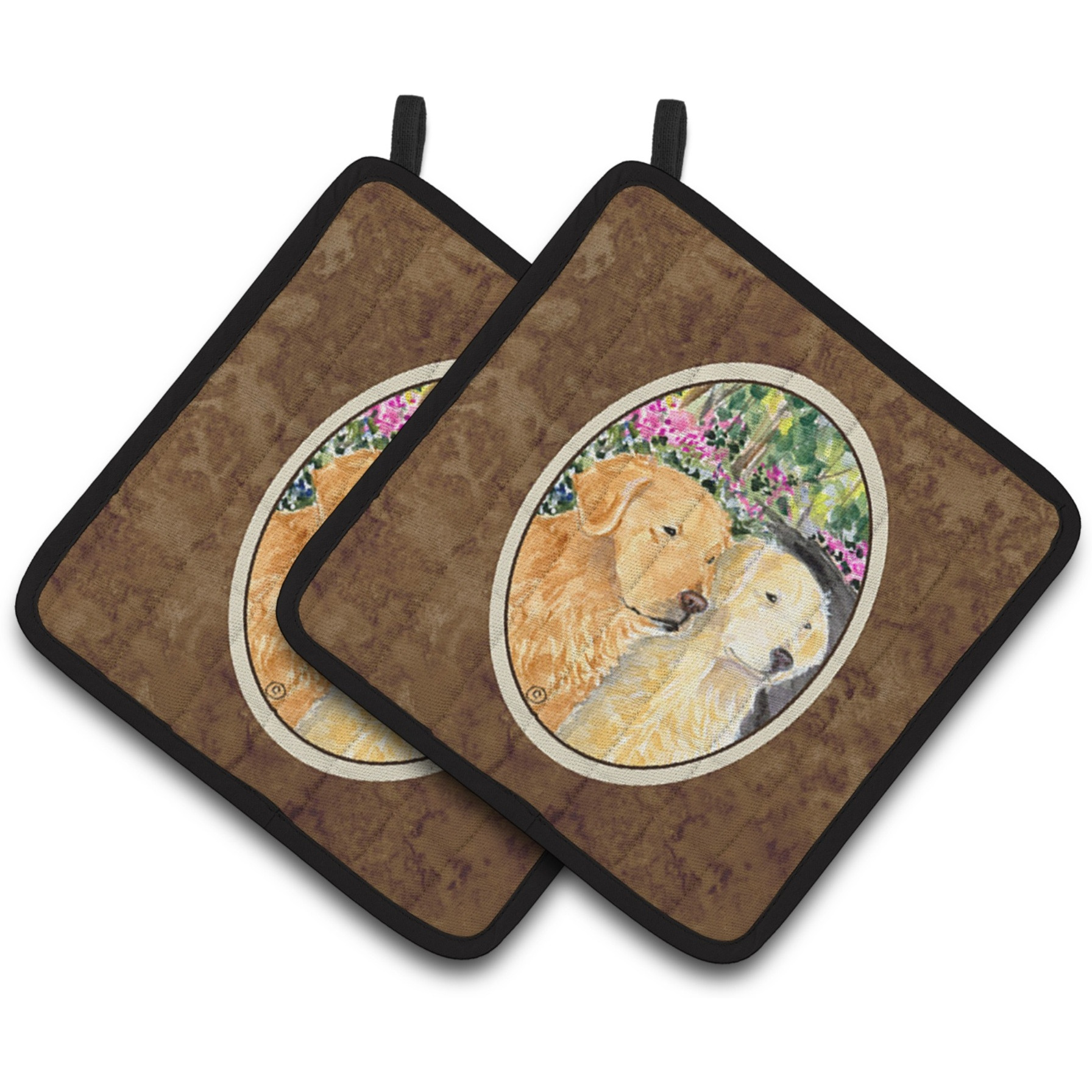 &quotCaroline's Treasures Golden Retriever Pair of Pot Holders SS8974PTHD, 7.5HX7.5W, Multicolor"