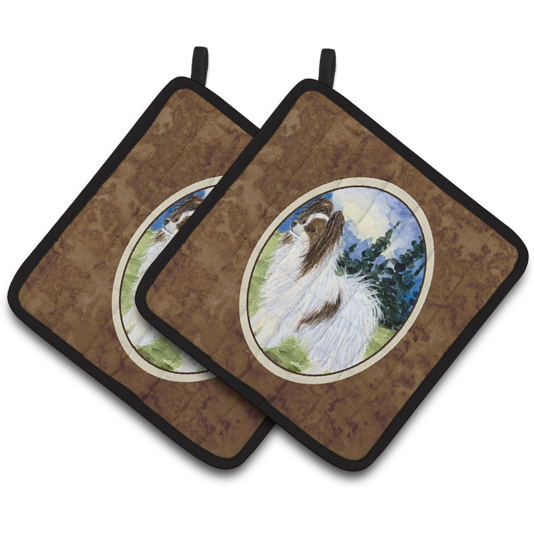&quotCaroline's Treasures Papillon Pair of Pot Holders SS8975PTHD, 7.5HX7.5W, Multicolor"