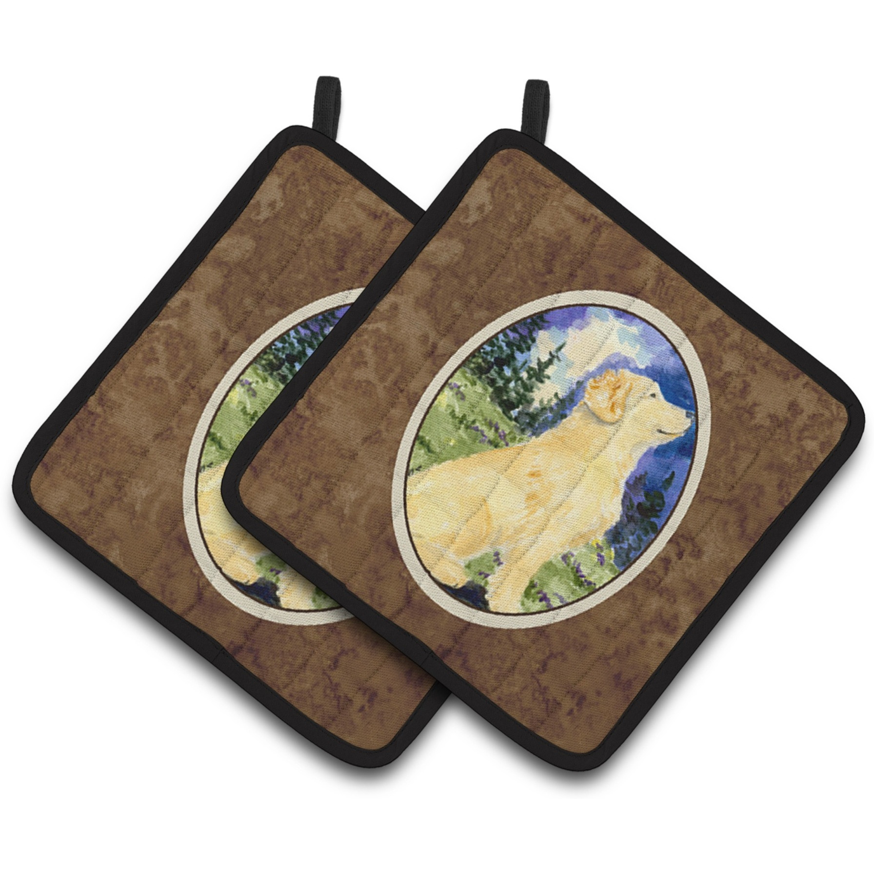 &quotCaroline's Treasures Golden Retriever Pair of Pot Holders SS8977PTHD, 7.5HX7.5W, Multicolor"