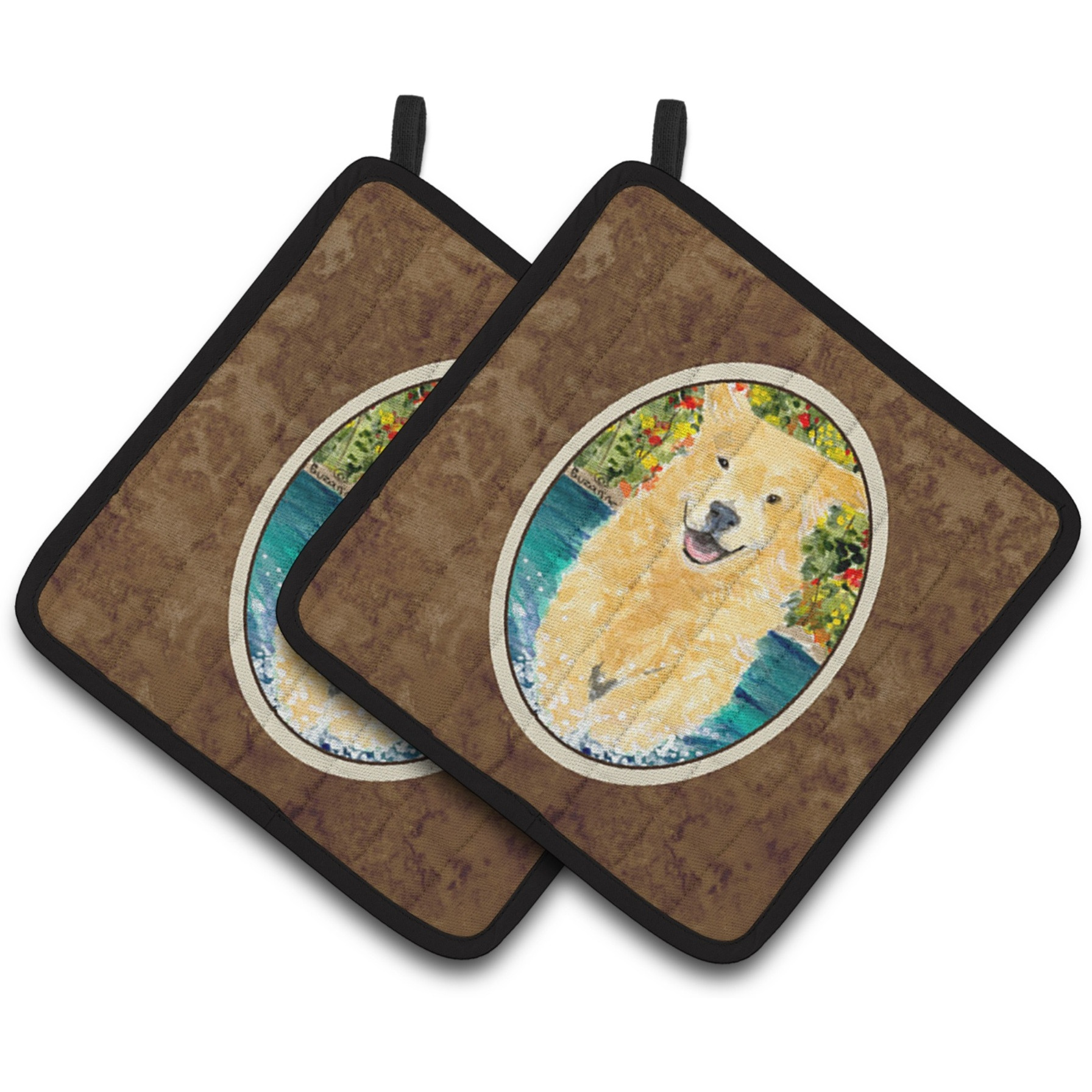 &quotCaroline's Treasures Golden Retriever Pair of Pot Holders SS8978PTHD, 7.5HX7.5W, Multicolor"