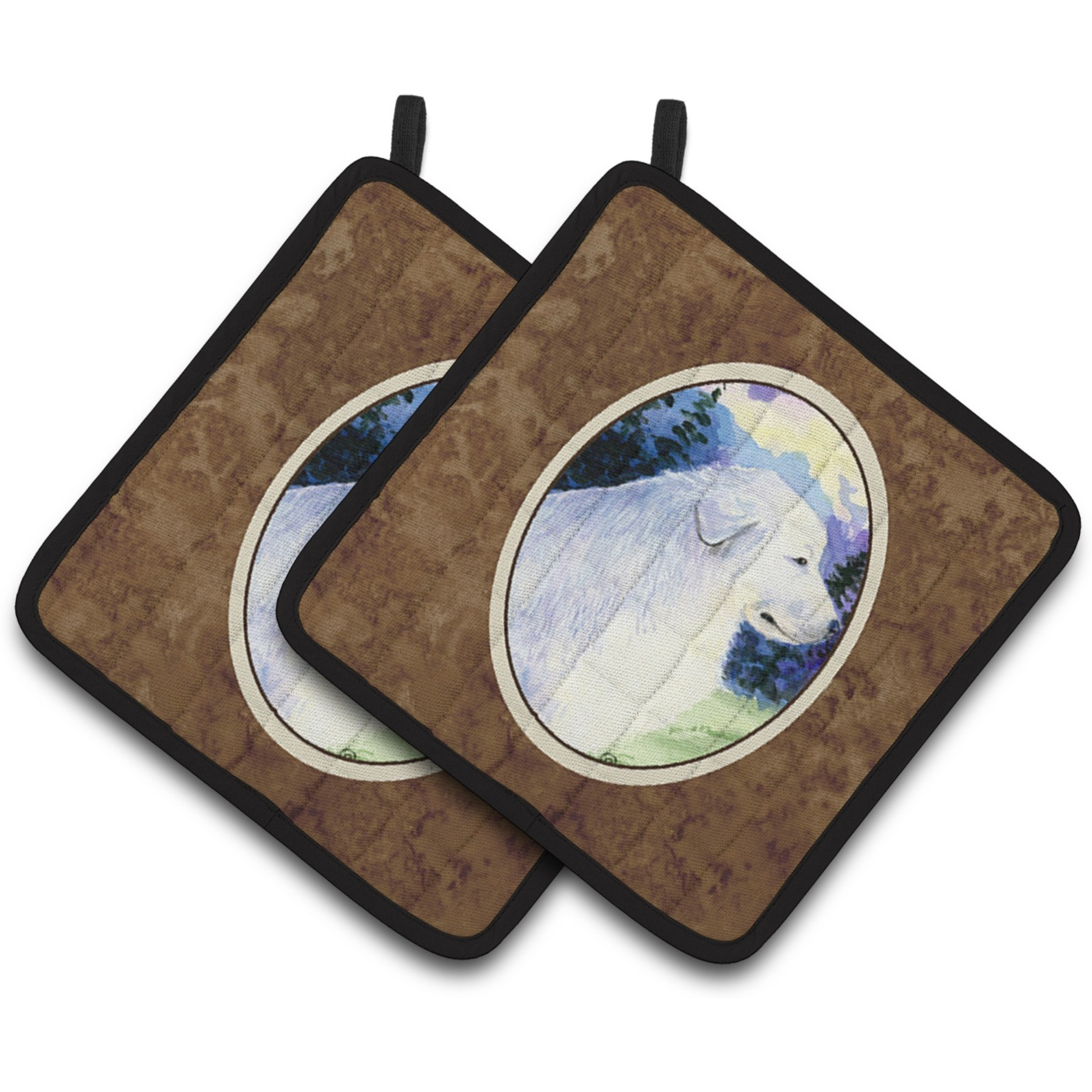 &quotCaroline's Treasures Great Pyrenees Pair of Pot Holders SS8980PTHD, 7.5HX7.5W, Multicolor"