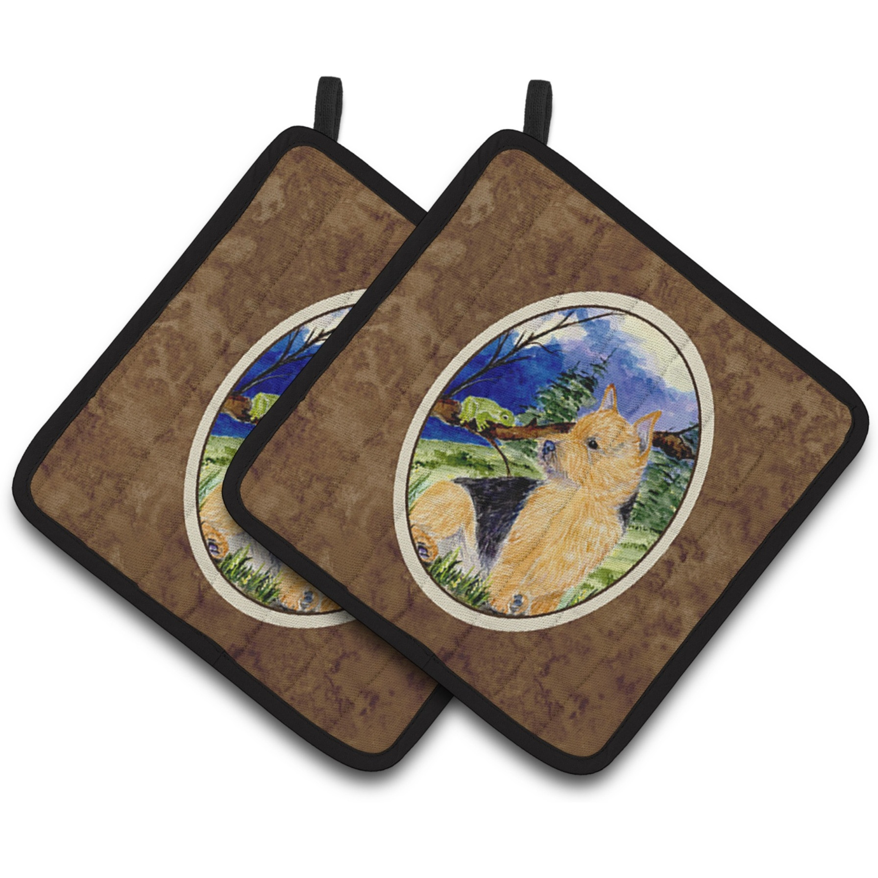 &quotCaroline's Treasures Norwich Terrier Pair of Pot Holders SS8984PTHD, 7.5HX7.5W, Multicolor"