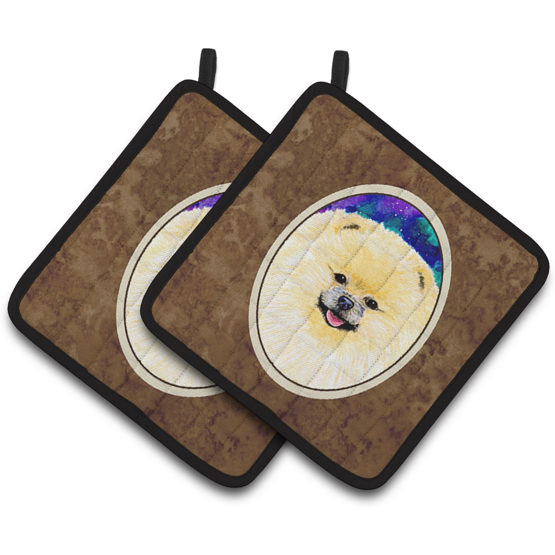 &quotCaroline's Treasures Pomeranian Pair of Pot Holders SS8997PTHD, 7.5HX7.5W, Multicolor"