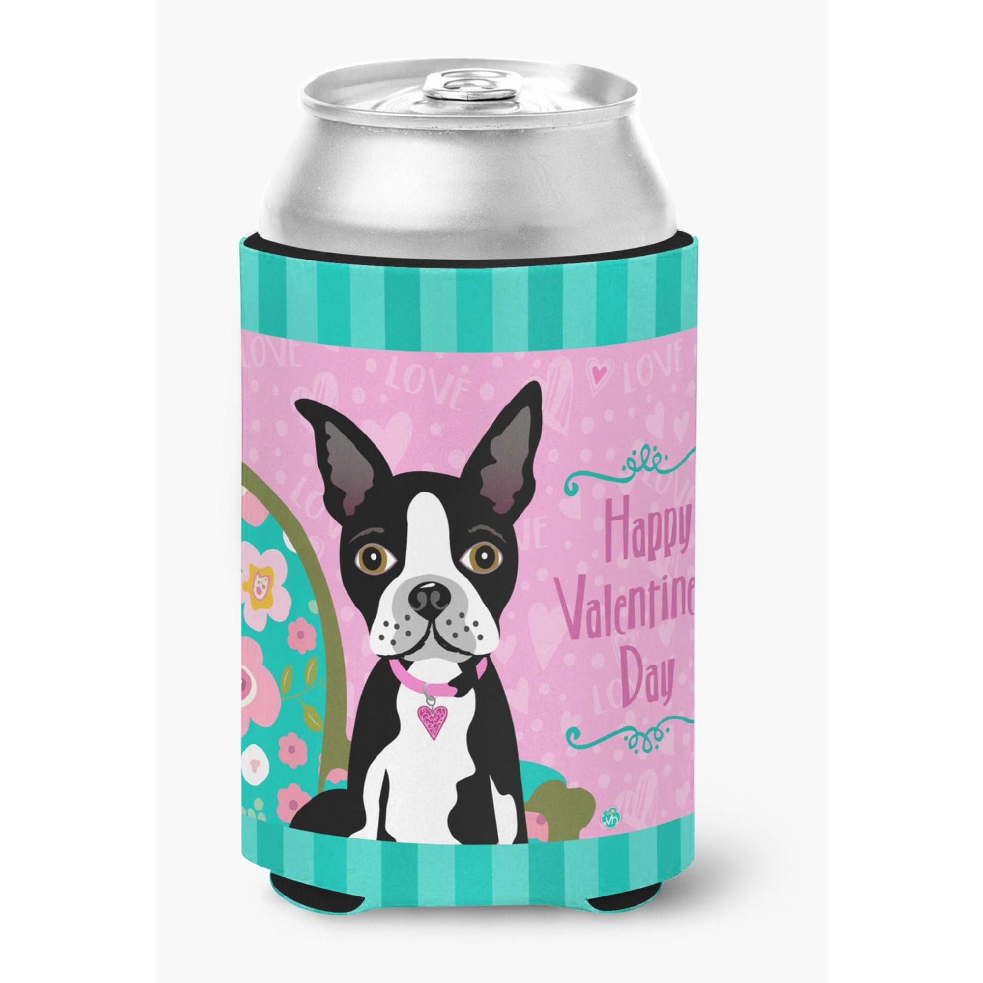 &quotCaroline's Treasures Happy Valentine's Day Boston Terrier Can or Bottle Hugger, Multicolor"