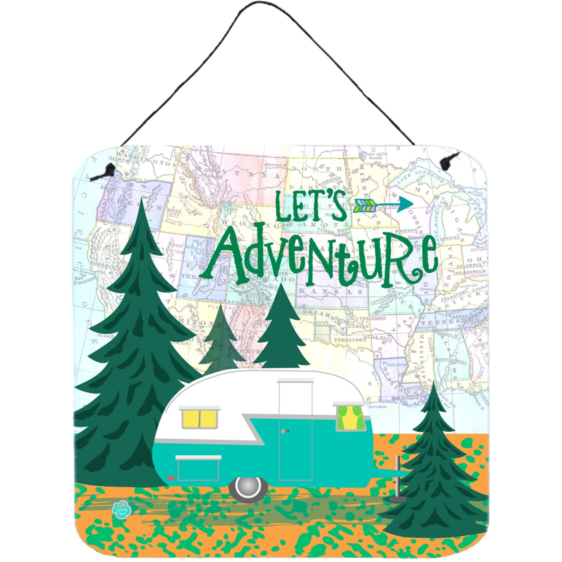 &quotCaroline's Treasures Let's Adventure Glamping Trailer Wall or Door Hanging Prints VHA3003DS66, 6"" x 6"", Multicolor"