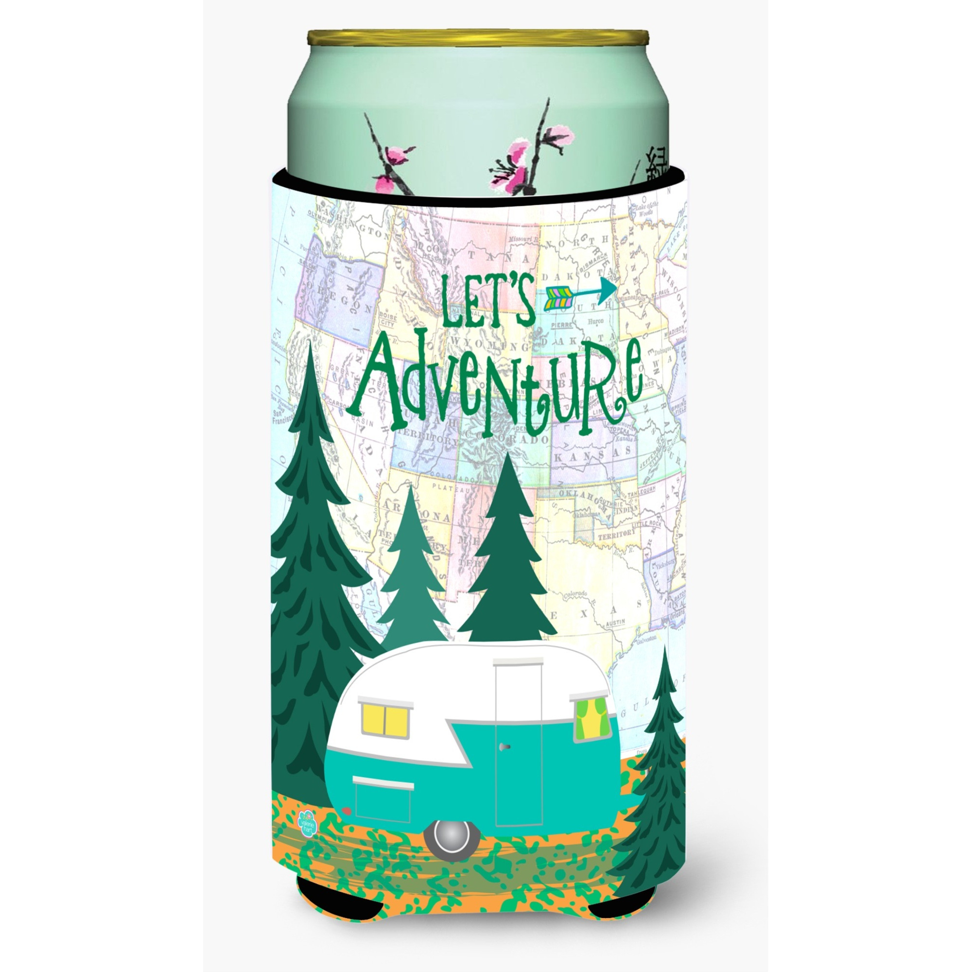 &quotCaroline's Treasures Let's Adventure Glamping Trailer Tall Boy  Hugger, Multicolor"
