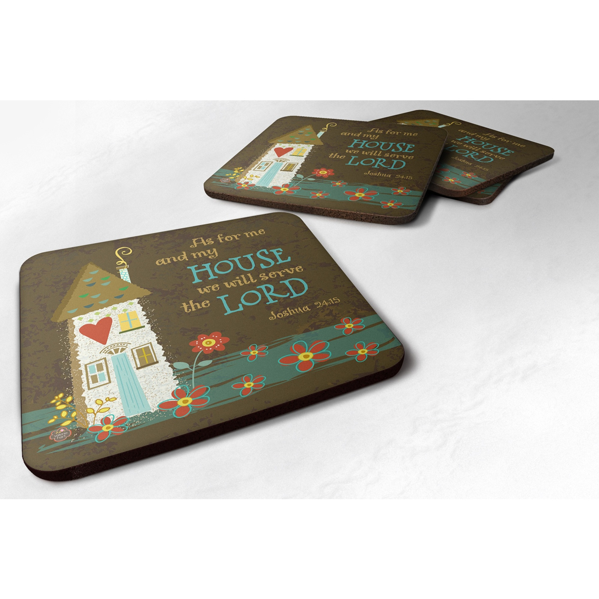 &quotCaroline's Treasures VHA3005FC As For Me And My House Foam Coasters (Set of 4), 3.5"", Multicolor"