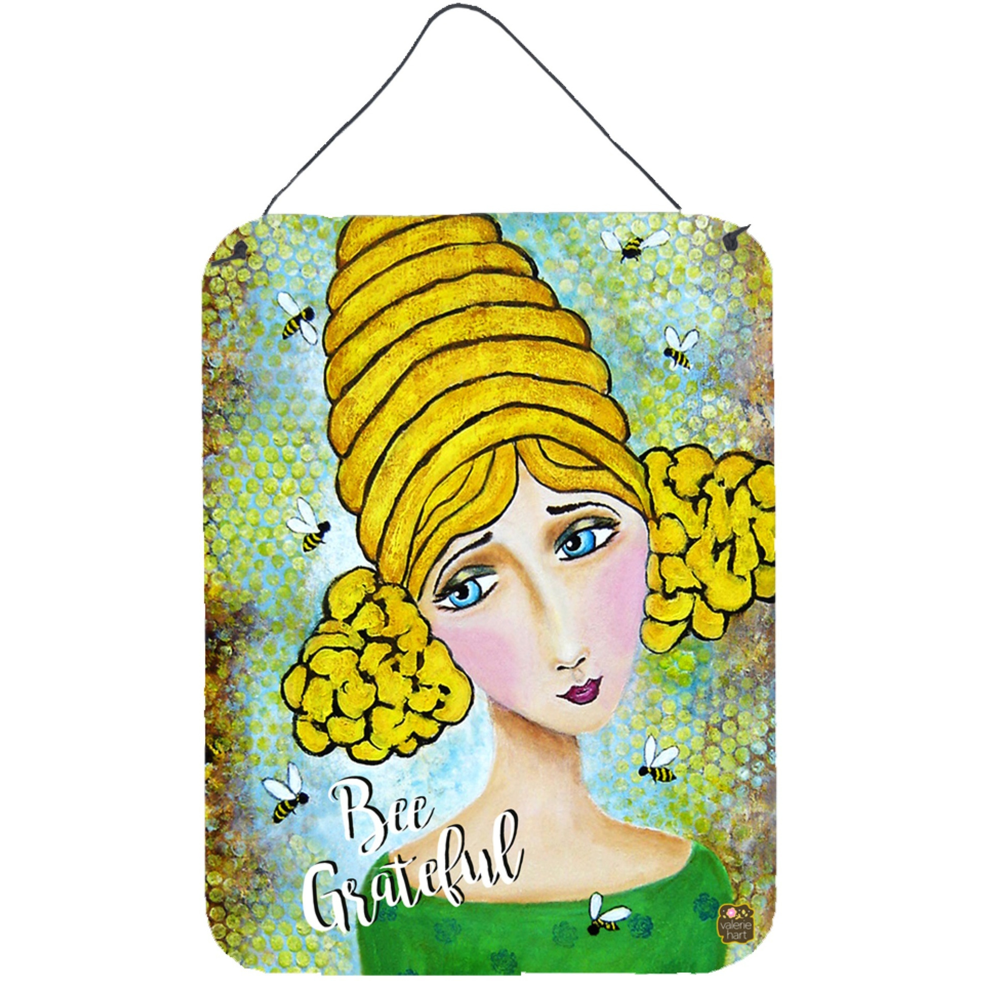 &quotCaroline's Treasures Bee Grateful Girl with Beehive Wall or Door Hanging Prints VHA3008DS1216, 16"" x 12"", Multicolor"