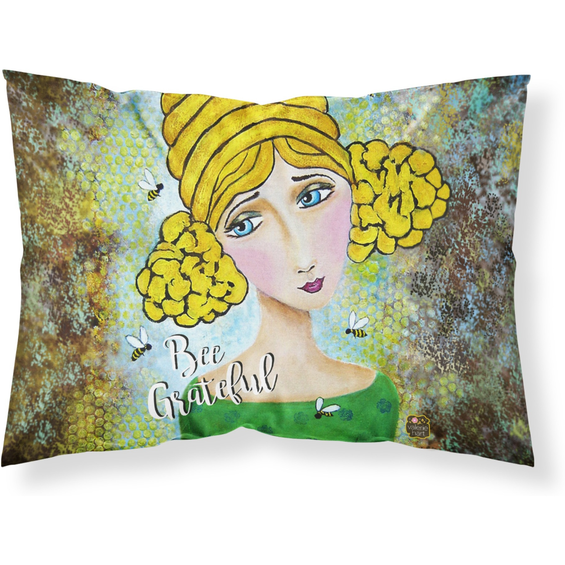 &quotCaroline's Treasures Bee Grateful Girl with Beehive Fabric Standard Pillowcase VHA3008PILLOWCASE, Multicolor"