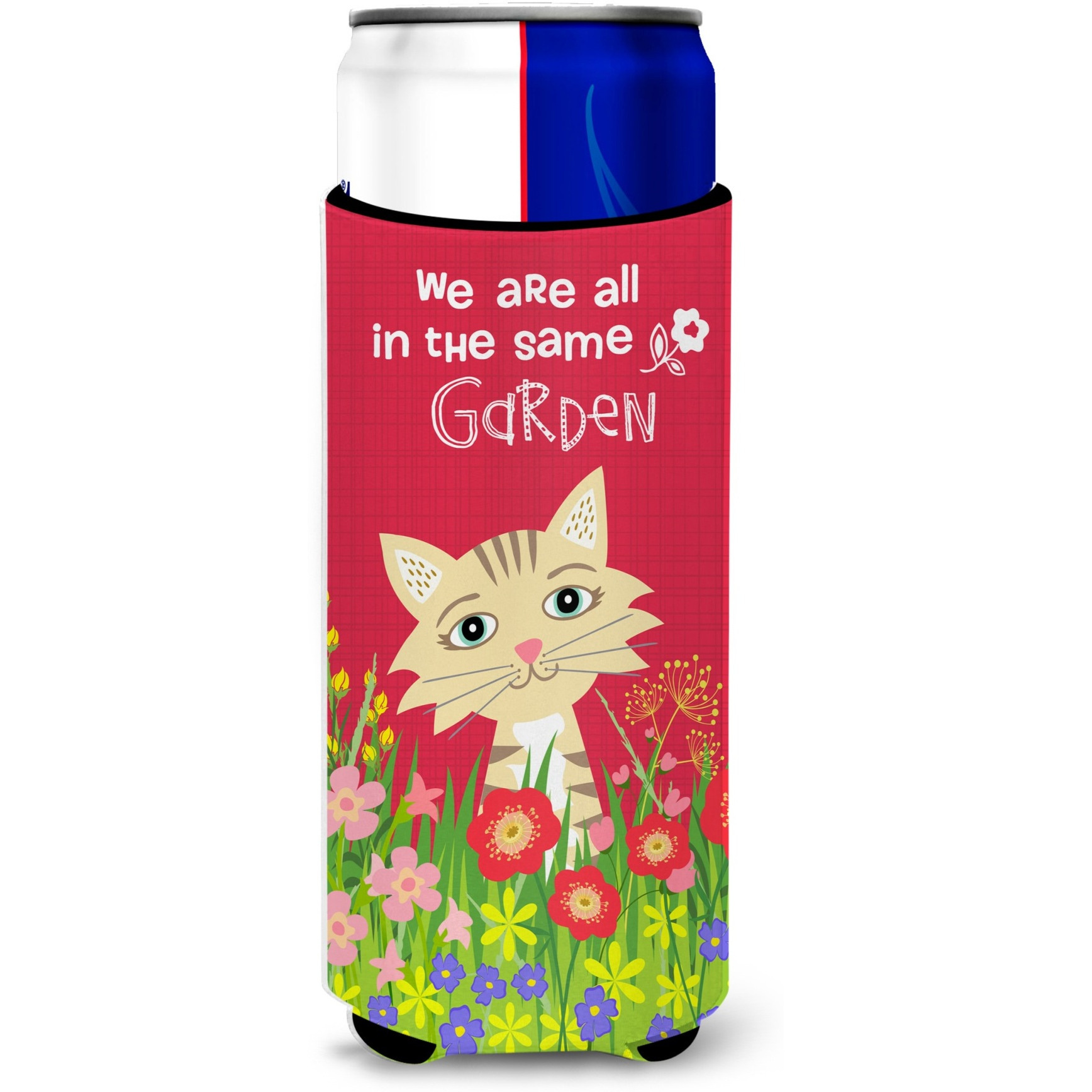 &quotCaroline's Treasures VHA3009MUK Garden Cat Michelob Ultra Koozies For Slim Cans, Multicolor"