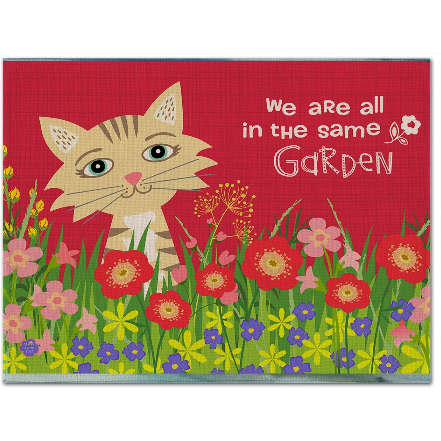 &quotCaroline's Treasures VHA3009PLMT Garden Cat Fabric Placemat, Multicolor"