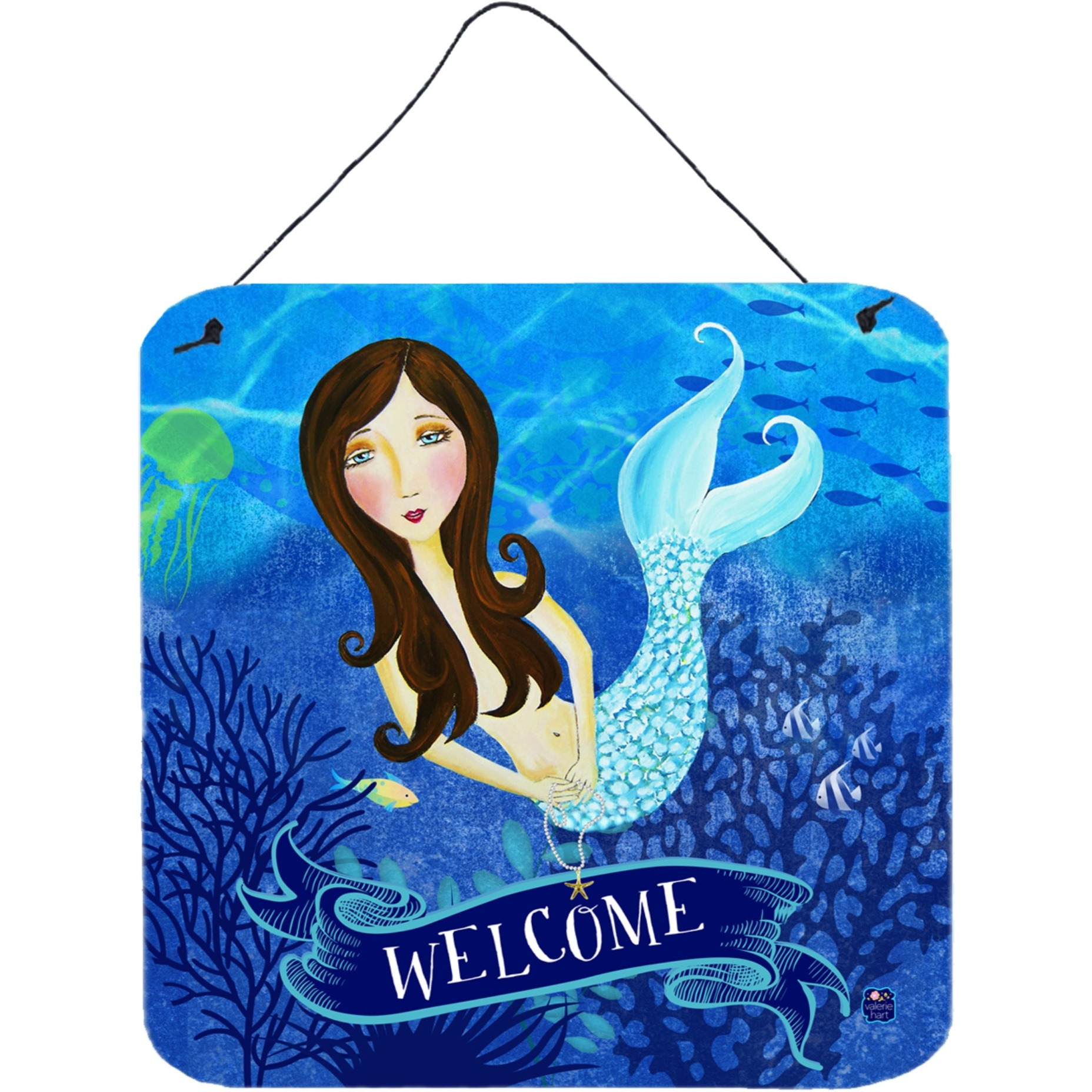 &quotCaroline's Treasures Welcome Mermaid Wall or Door Hanging Prints VHA3010DS66, 6"" x 6"", Multicolor"