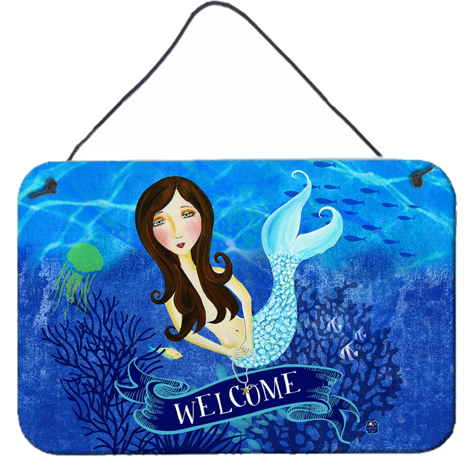 &quotCaroline's Treasures Welcome Mermaid Wall or Door Hanging Prints VHA3010DS812, 8"" x 12"", Multicolor"