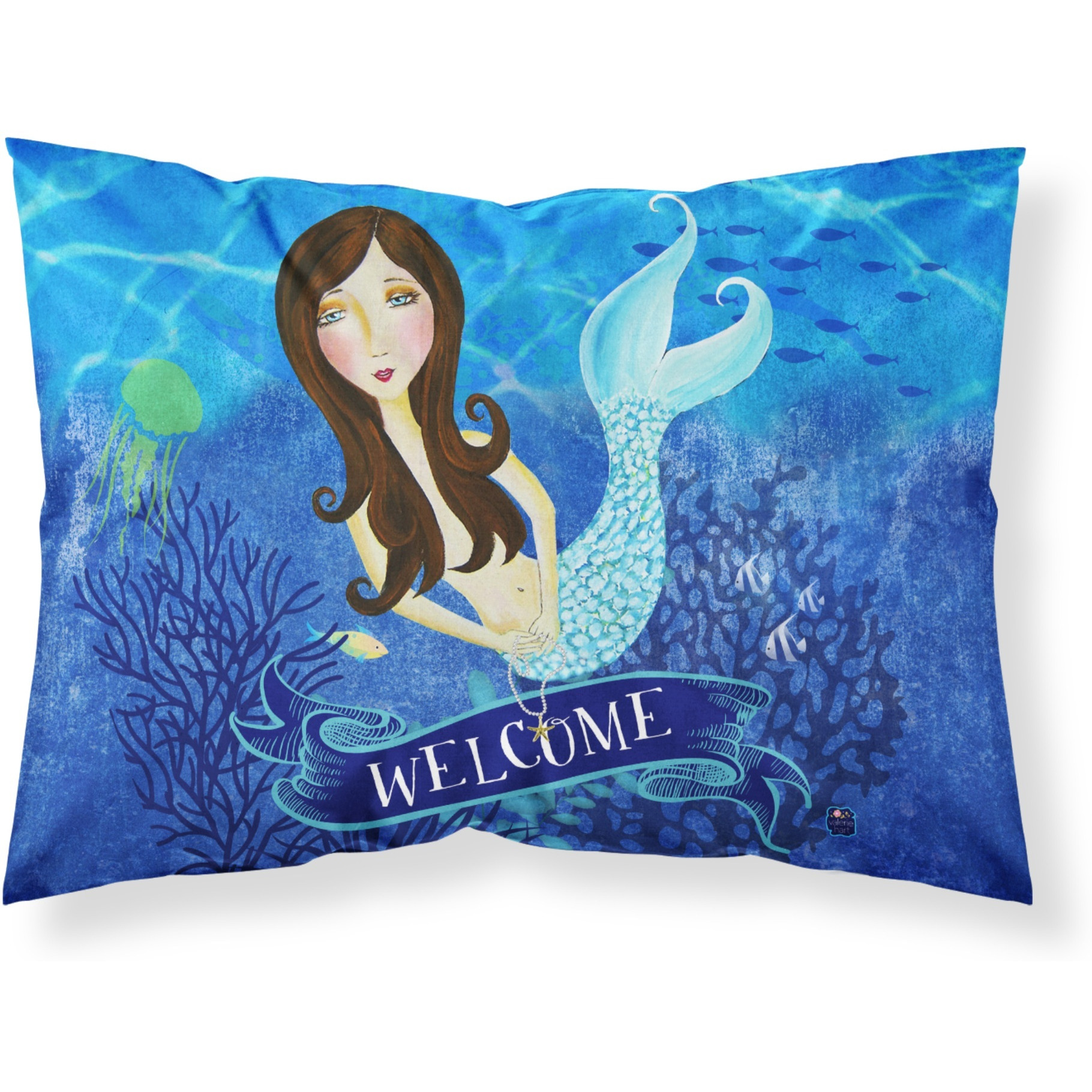 &quotCaroline's Treasures Welcome Mermaid Fabric Standard Pillowcase VHA3010PILLOWCASE, Multicolor"