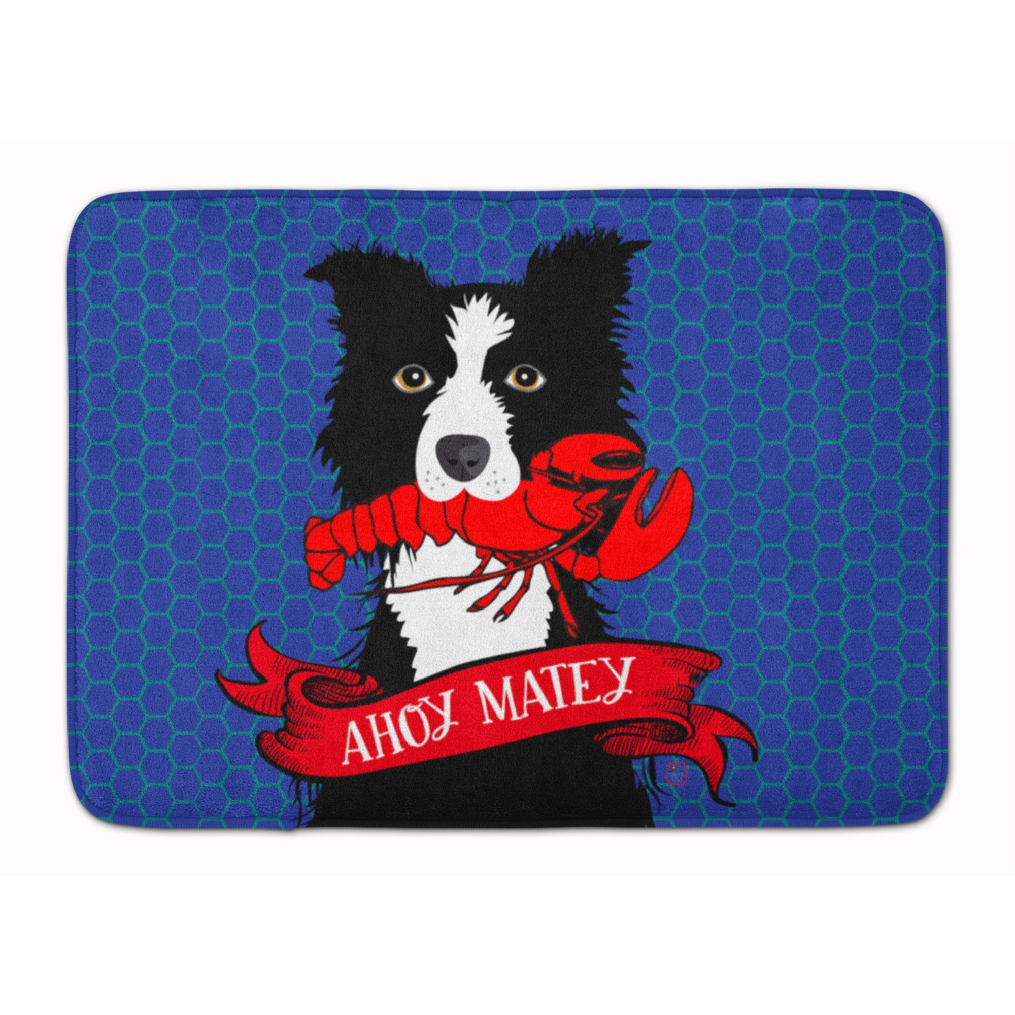 &quotCaroline's Treasures Ahoy Matey Nautical Border Collie Floor Mat, 19"" x 27"", Multicolor"