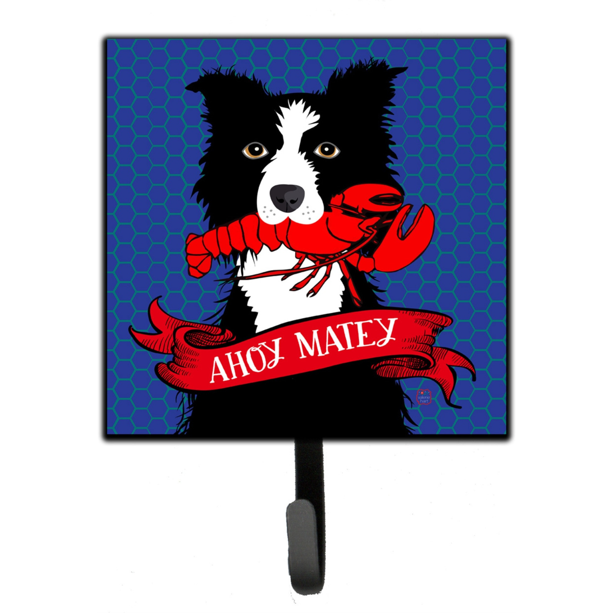 &quotCaroline's Treasures Ahoy Matey Nautical Border Collie Leash or Key Holder VHA3011SH4, Small, Multicolor"