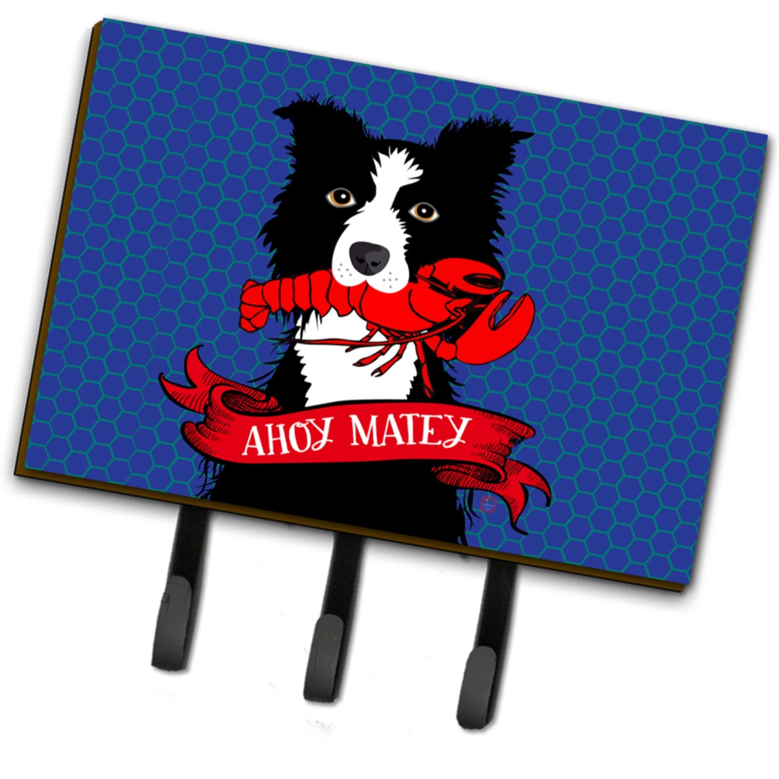 &quotCaroline's Treasures Ahoy Matey Nautical Border Collie Leash or Key Holder VHA3011TH68, Triple, Multicolor"