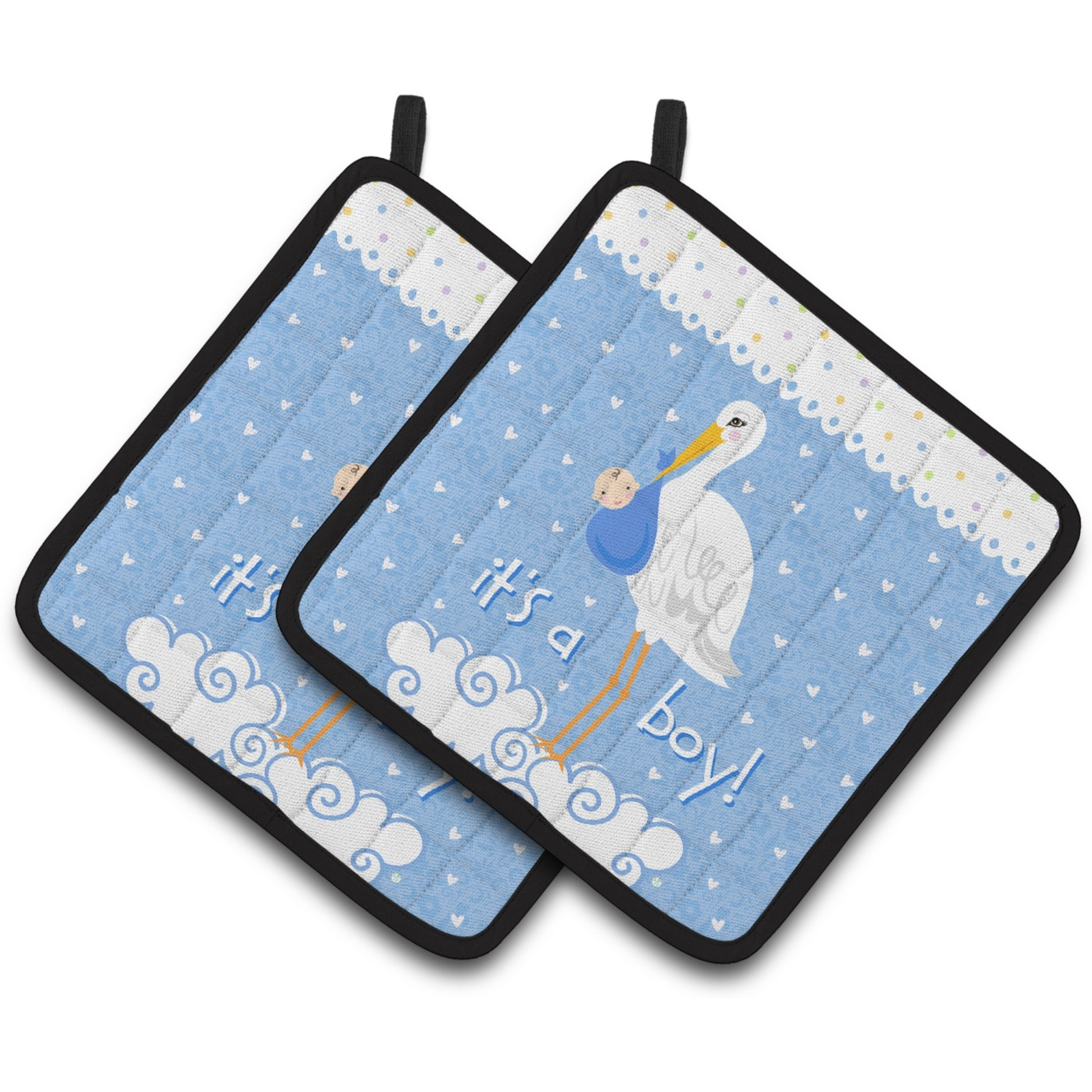 &quotCaroline's Treasures It's A Baby Boy Pair of Pot Holders VHA3012PTHD, 7.5HX7.5W, Multicolor"
