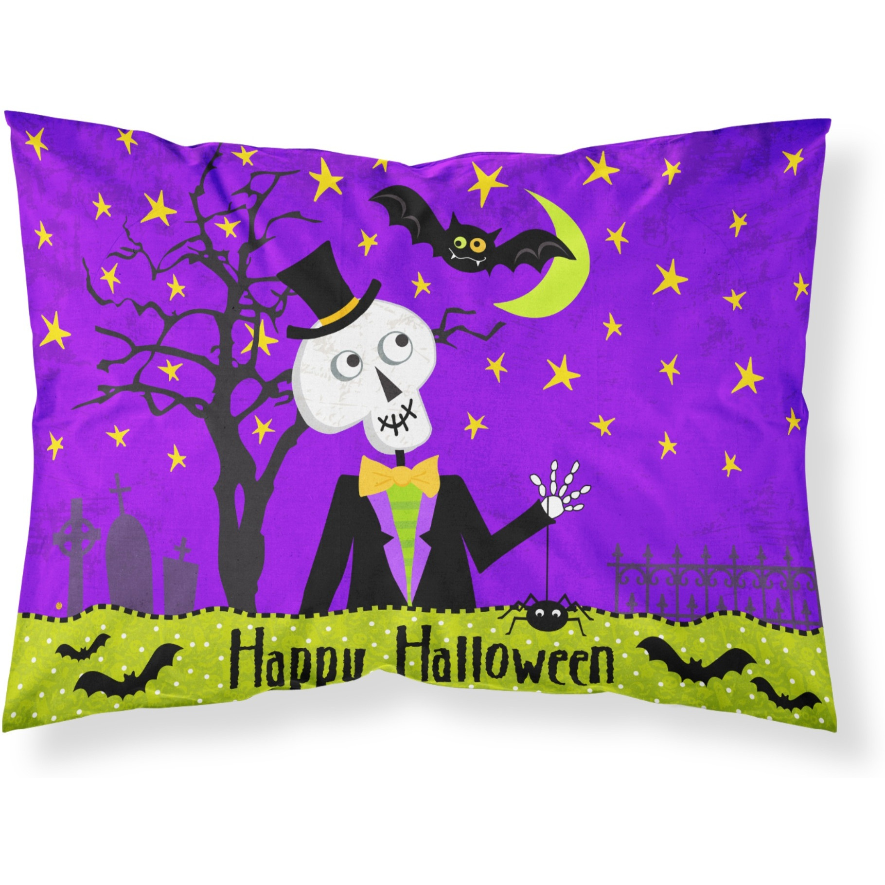 &quotCaroline's Treasures Happy Halloween Skeleton Fabric Standard Pillowcase VHA3014PILLOWCASE, Multicolor"
