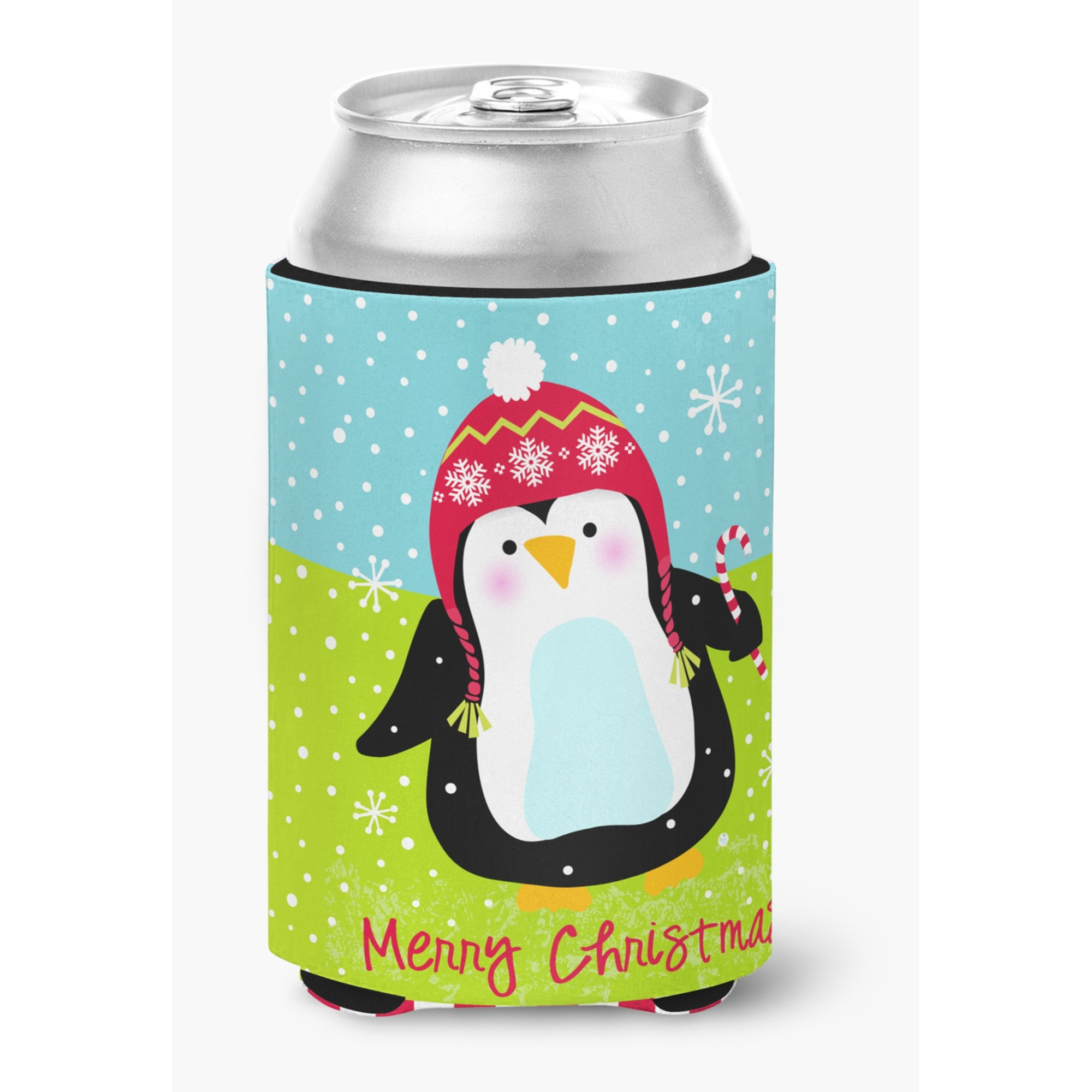 &quotCaroline's Treasures VHA3015CC Merry Christmas Happy Penguin Can or Bottle Hugger, Multicolor"