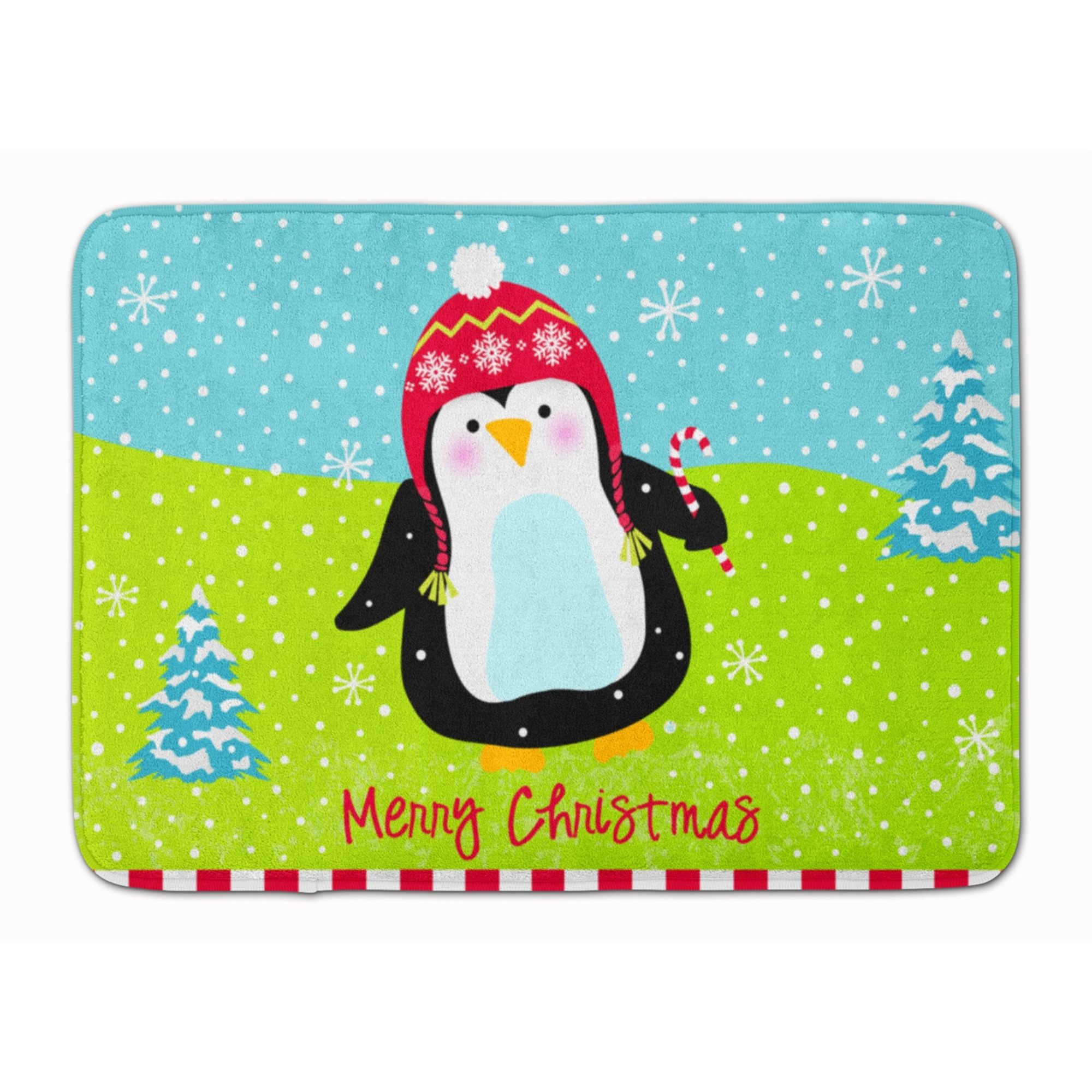 &quotCaroline's Treasures Merry Christmas Happy Penguin Floor Mat, 19"" x 27"", Multicolor"