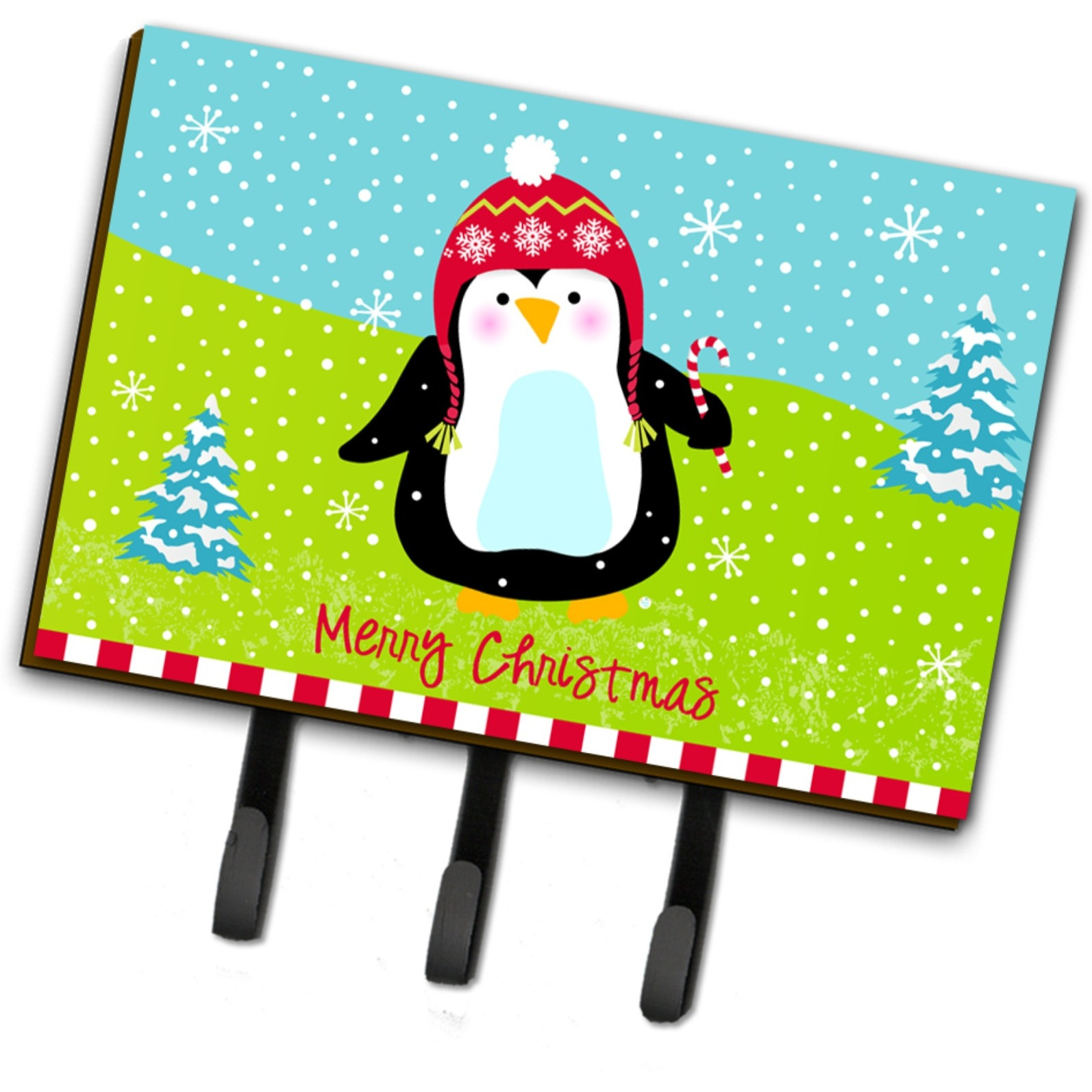 &quotCaroline's Treasures Merry Christmas Happy Penguin Leash or Key Holder VHA3015TH68, Triple, Multicolor"