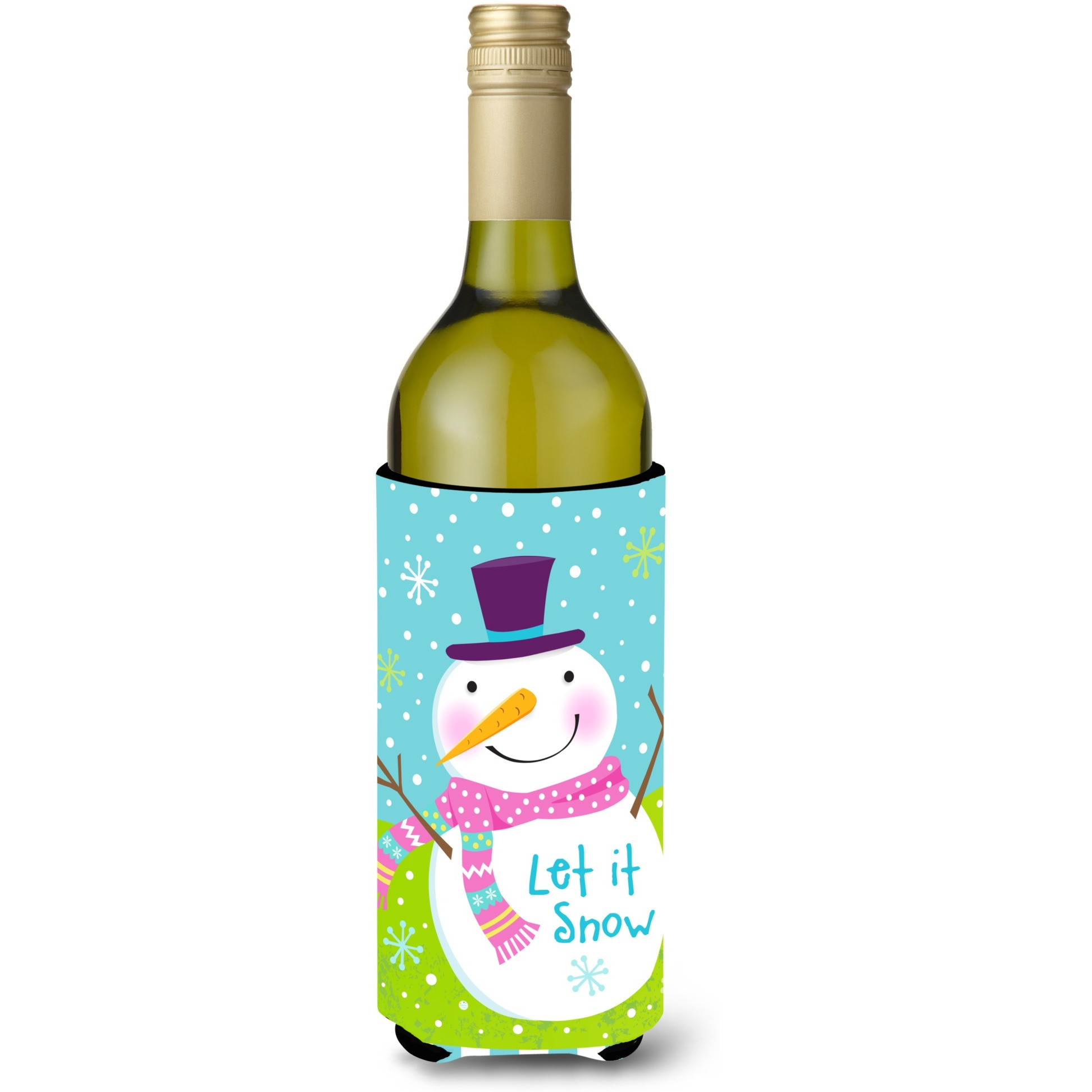 &quotCaroline's Treasures VHA3017LITERK Christmas Snowman Let it Snow Wine Bottle Koozie Hugger, Multicolor, 750ml"