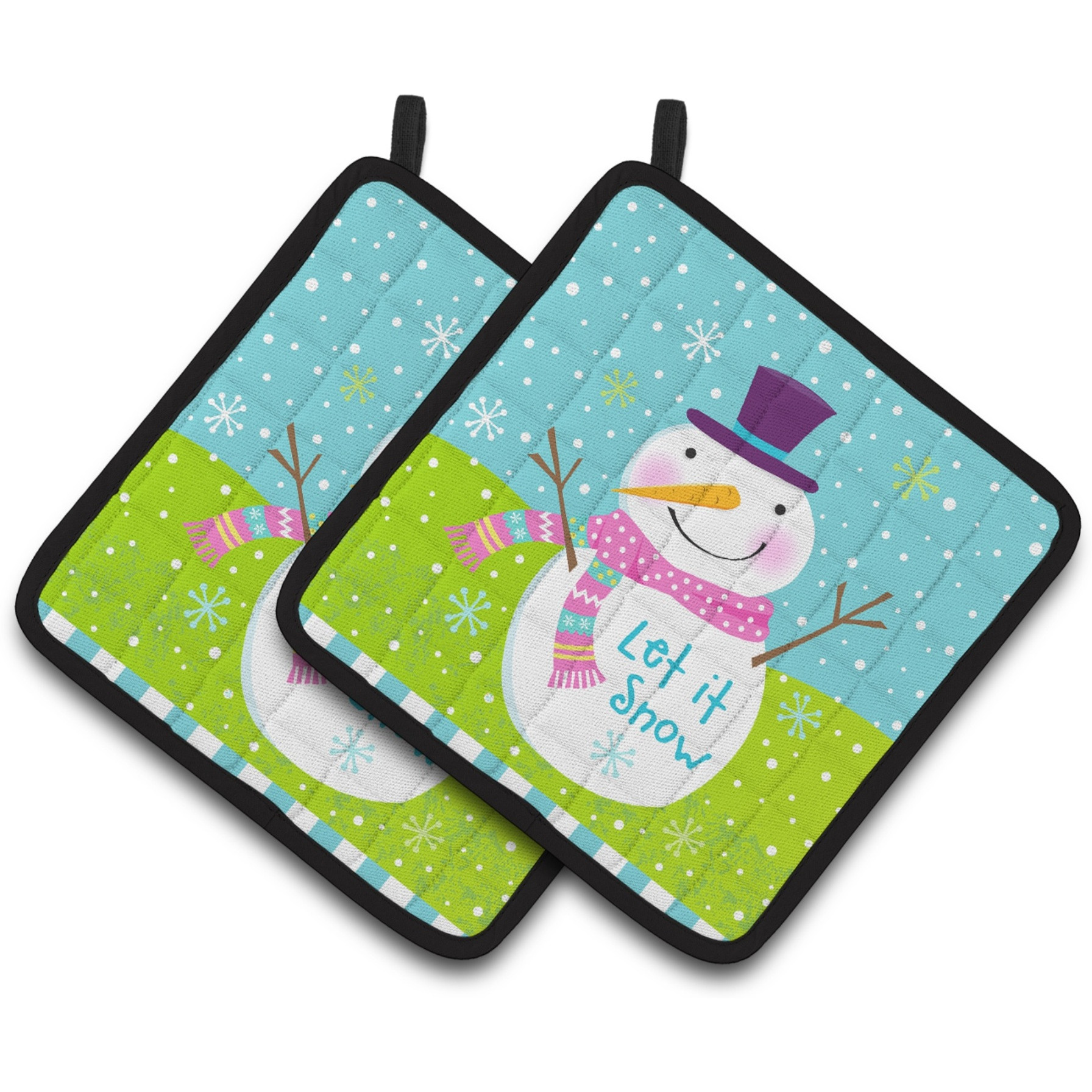 &quotCaroline's Treasures Christmas Snowman Let It Snow Pair of Pot Holders VHA3017PTHD, 7.5HX7.5W, Multicolor"