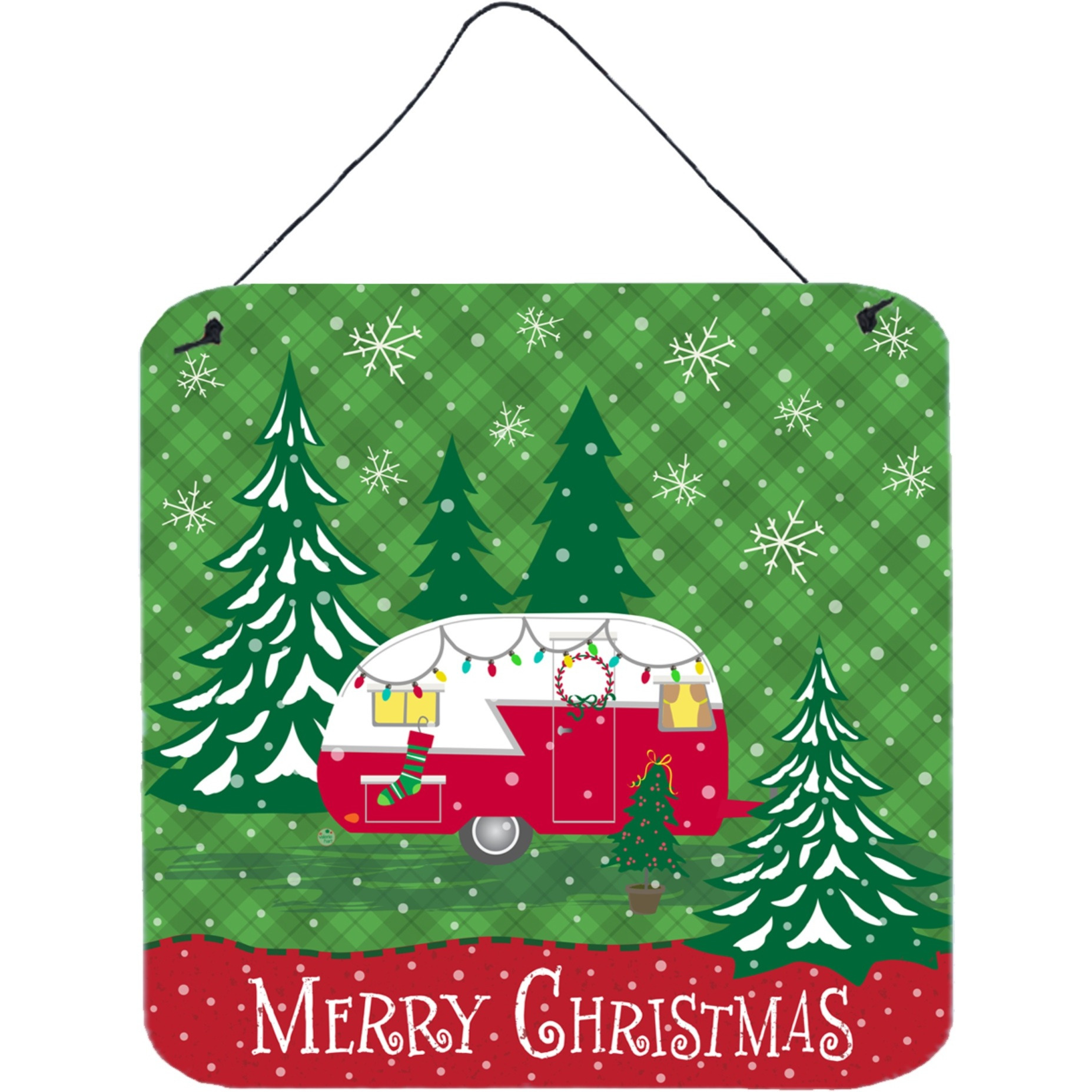 &quotCaroline's Treasures Christmas Vintage Glamping Trailer Wall or Door Hanging Prints VHA3018DS66, 6"" x 6"", Multicolor"