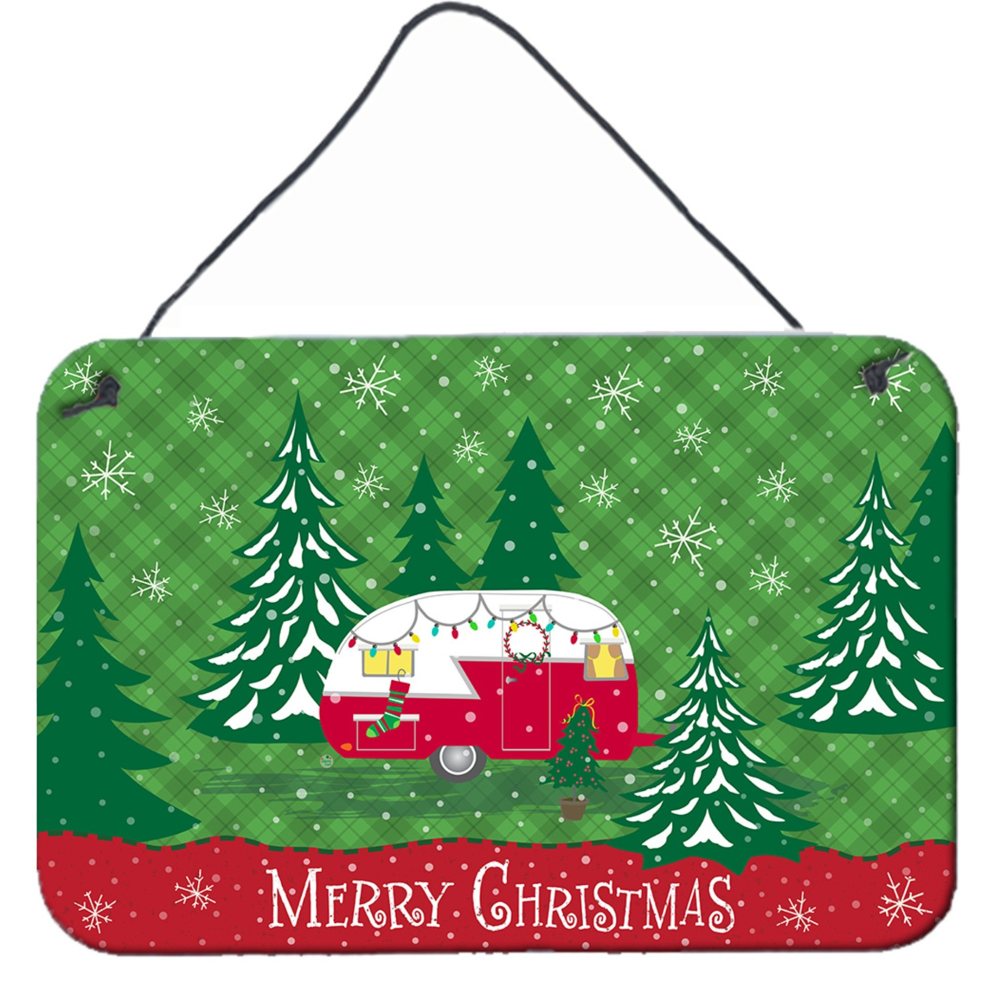 &quotCaroline's Treasures Christmas Vintage Glamping Trailer Wall or Door Hanging Prints VHA3018DS812, 8HX12W, Multicolor"