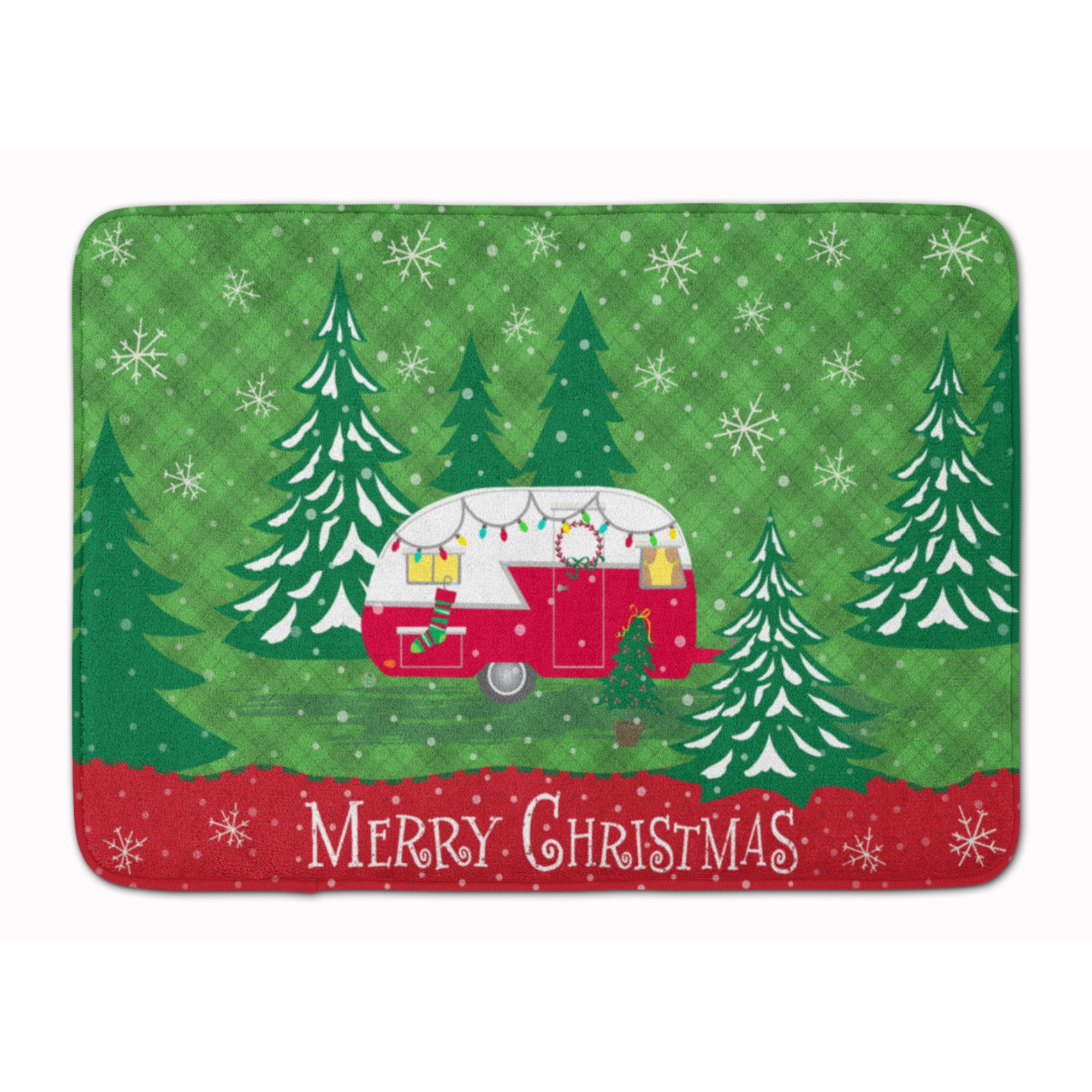 &quotCaroline's Treasures Christmas Vintage Glamping Trailer Floor Mat, 19"" x 27"", Multicolor"
