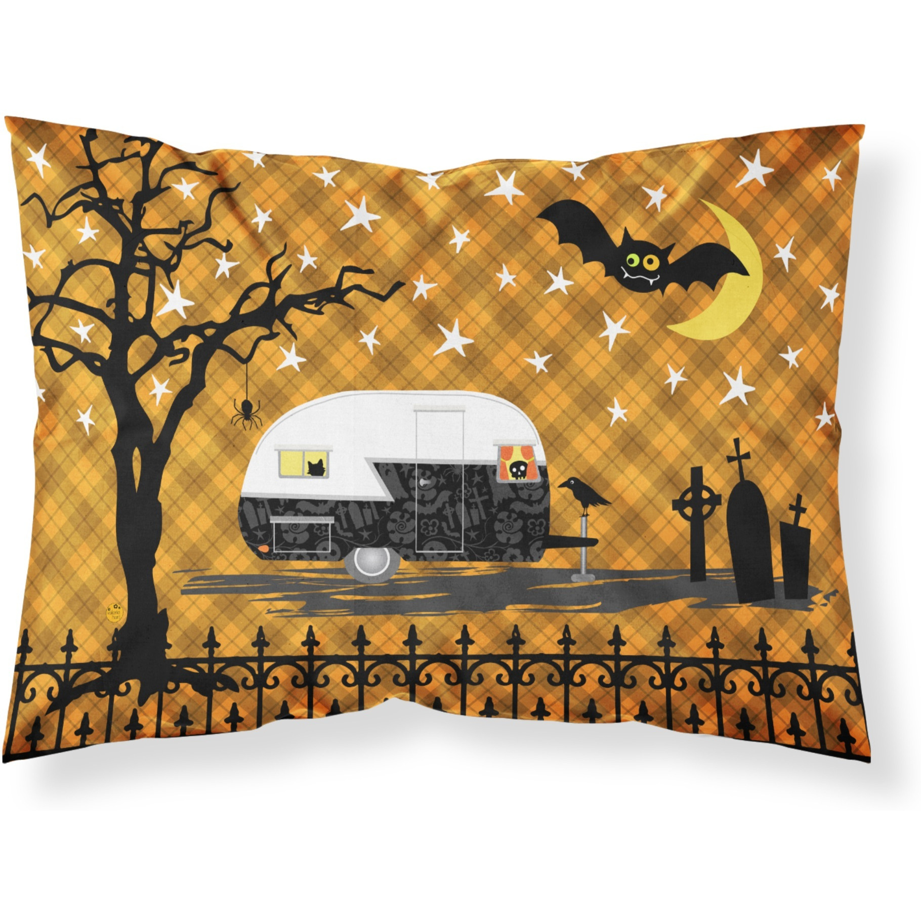 &quotCaroline's Treasures Halloween Vintage Camper Printed, Polyester, 250 Thread count, Envelope closure Pillowcase, Standard, Multicolor"
