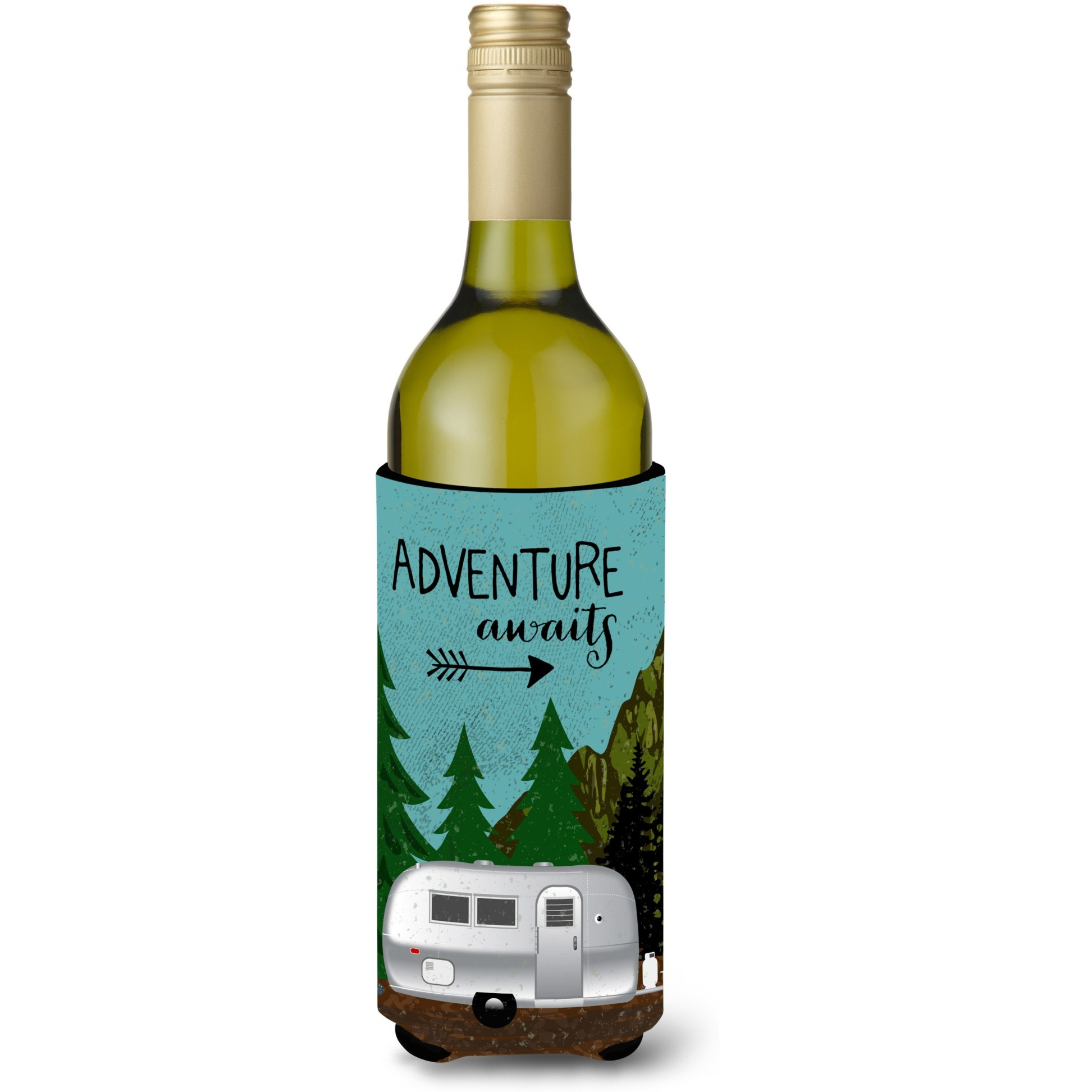 &quotCaroline's Treasures Airstream Camper Adventure Awaits Wine Bottle Beverage Insulator Hugger, 750 ml, Multicolor"