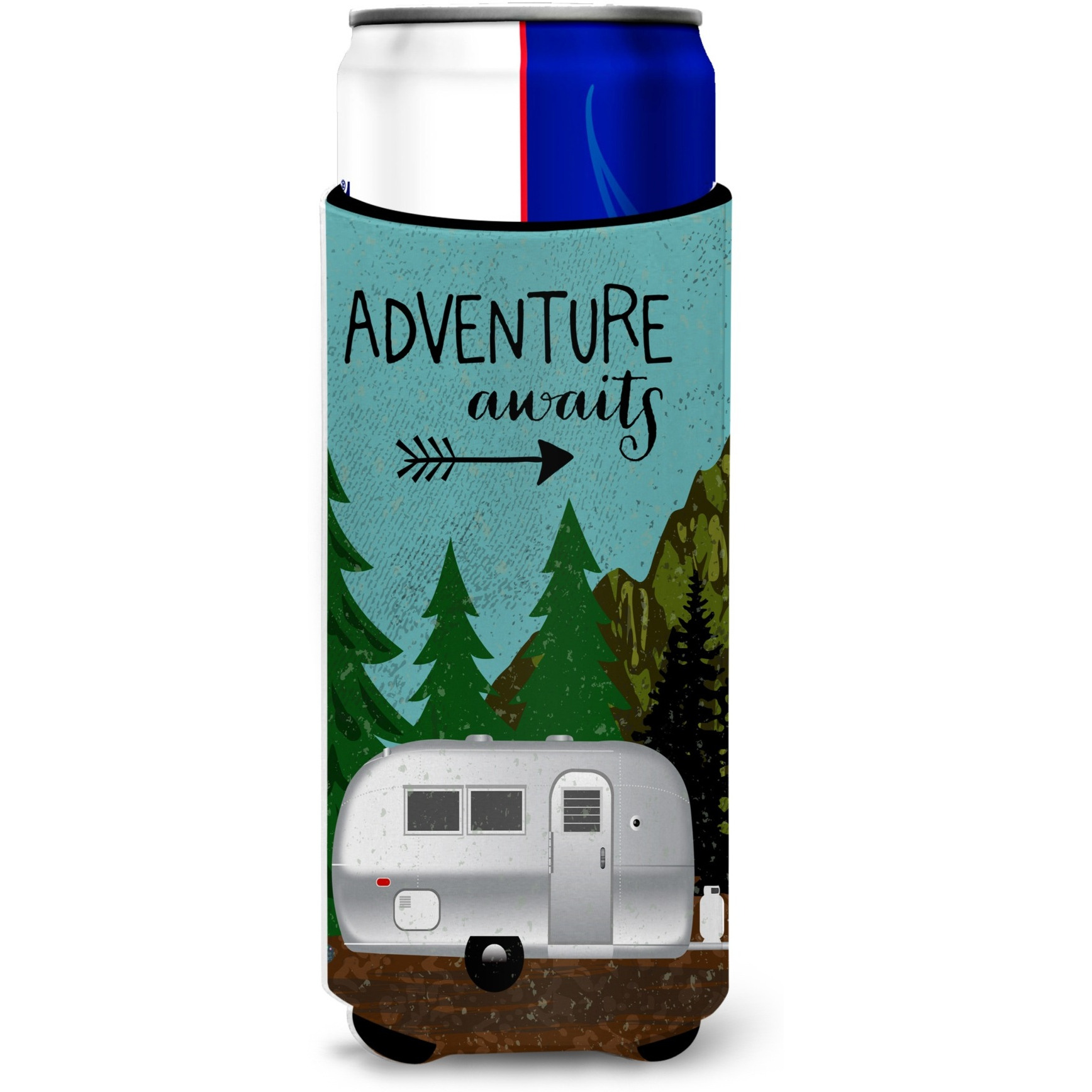 &quotCaroline's Treasures Airstream Camper Adventure Awaits Michelob Ultra Hugger For Slim Cans, Slim Can, Multicolor"