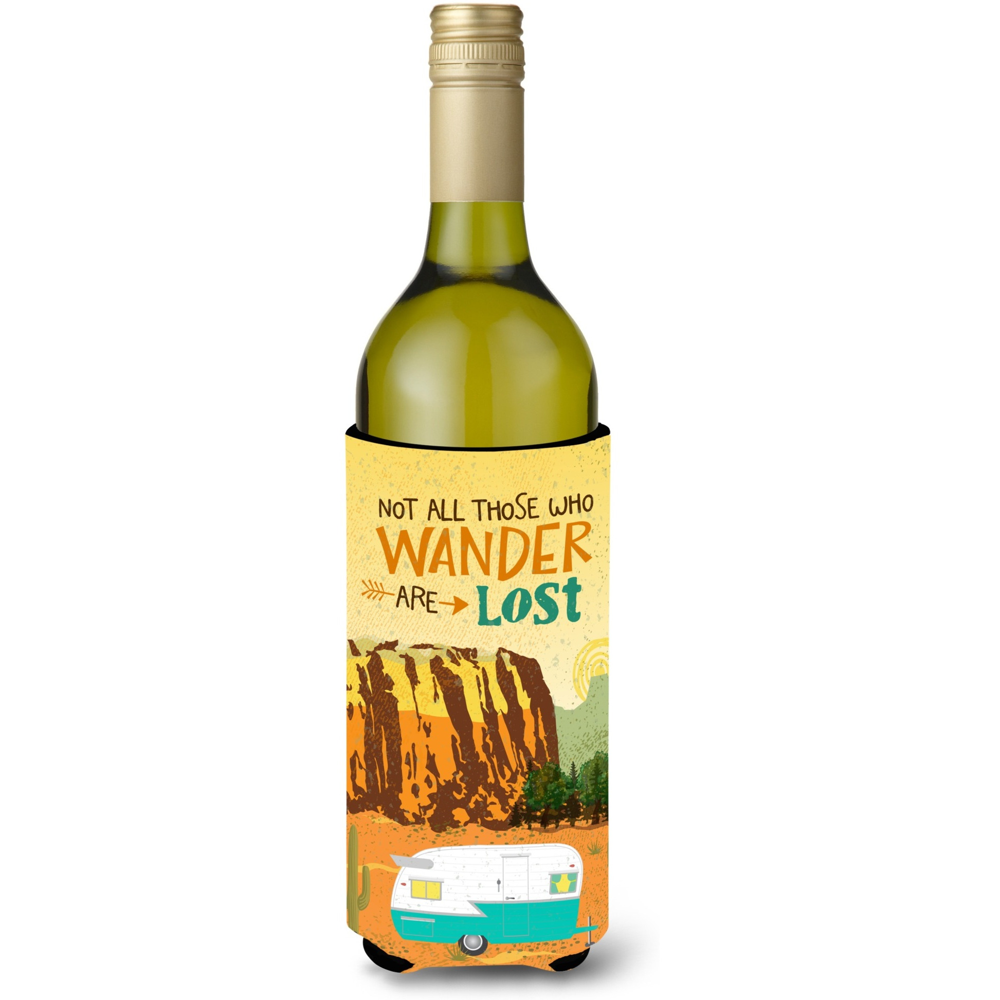 &quotCaroline's Treasures Retro Camper Camping Wander Wine Bottle Beverage Insulator Hugger, 750 ml, Multicolor"