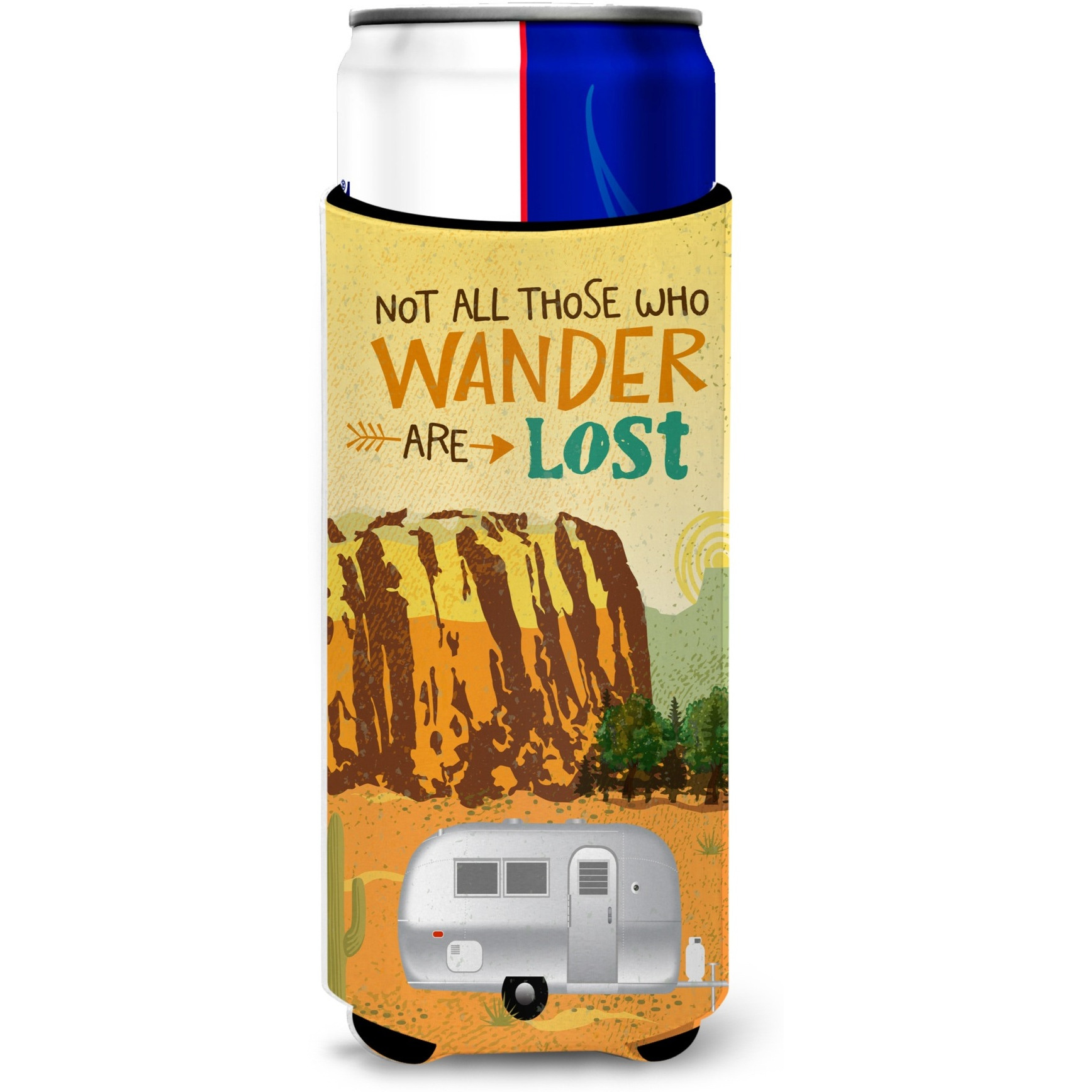 &quotCaroline's Treasures Airstream Camper Camping Wander Michelob Ultra Hugger For Slim Cans, Slim Can, Multicolor"