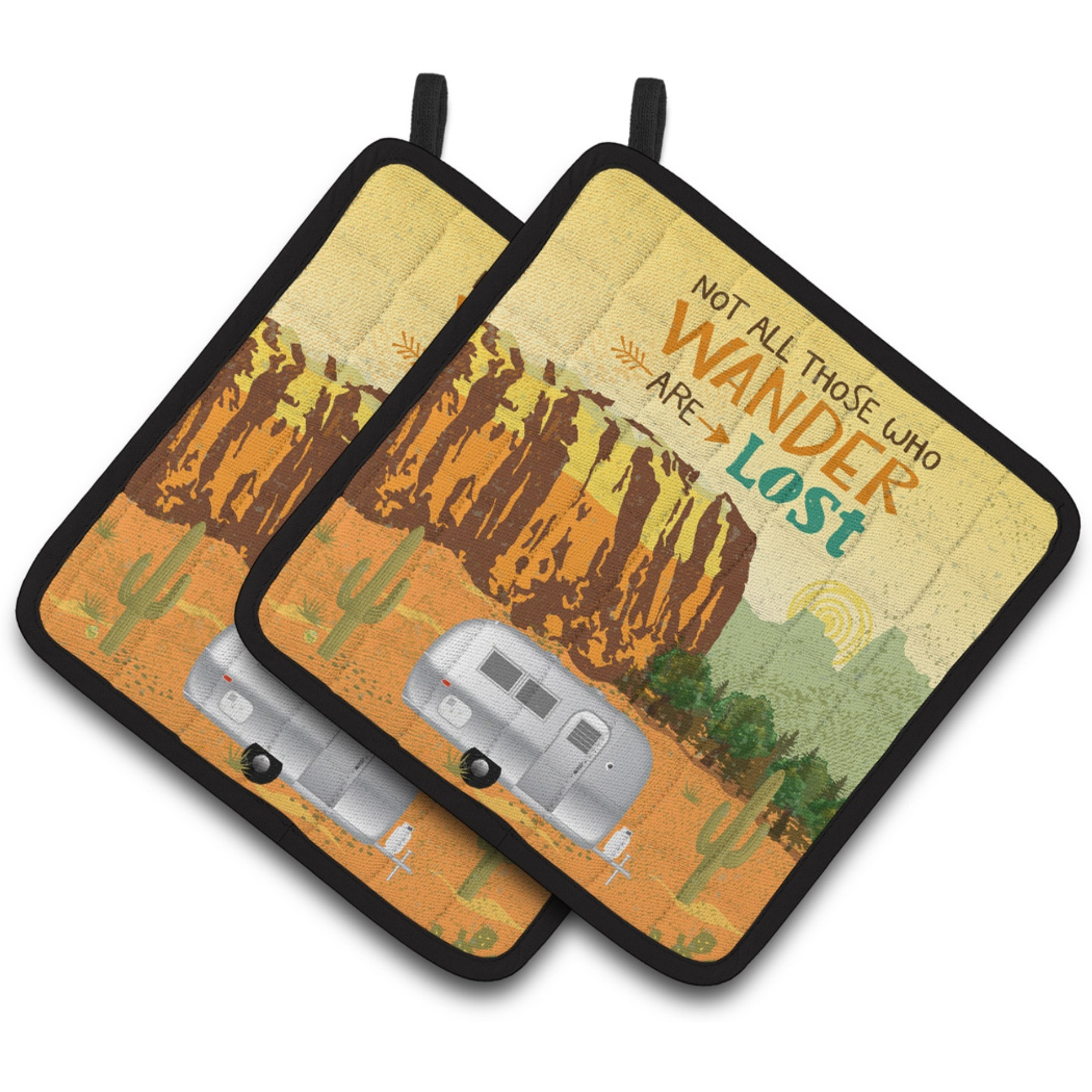 &quotCaroline's Treasures Airstream Camper Camping Wander Pair of Pot Holders, 7.5HX7.5W, Multicolor"