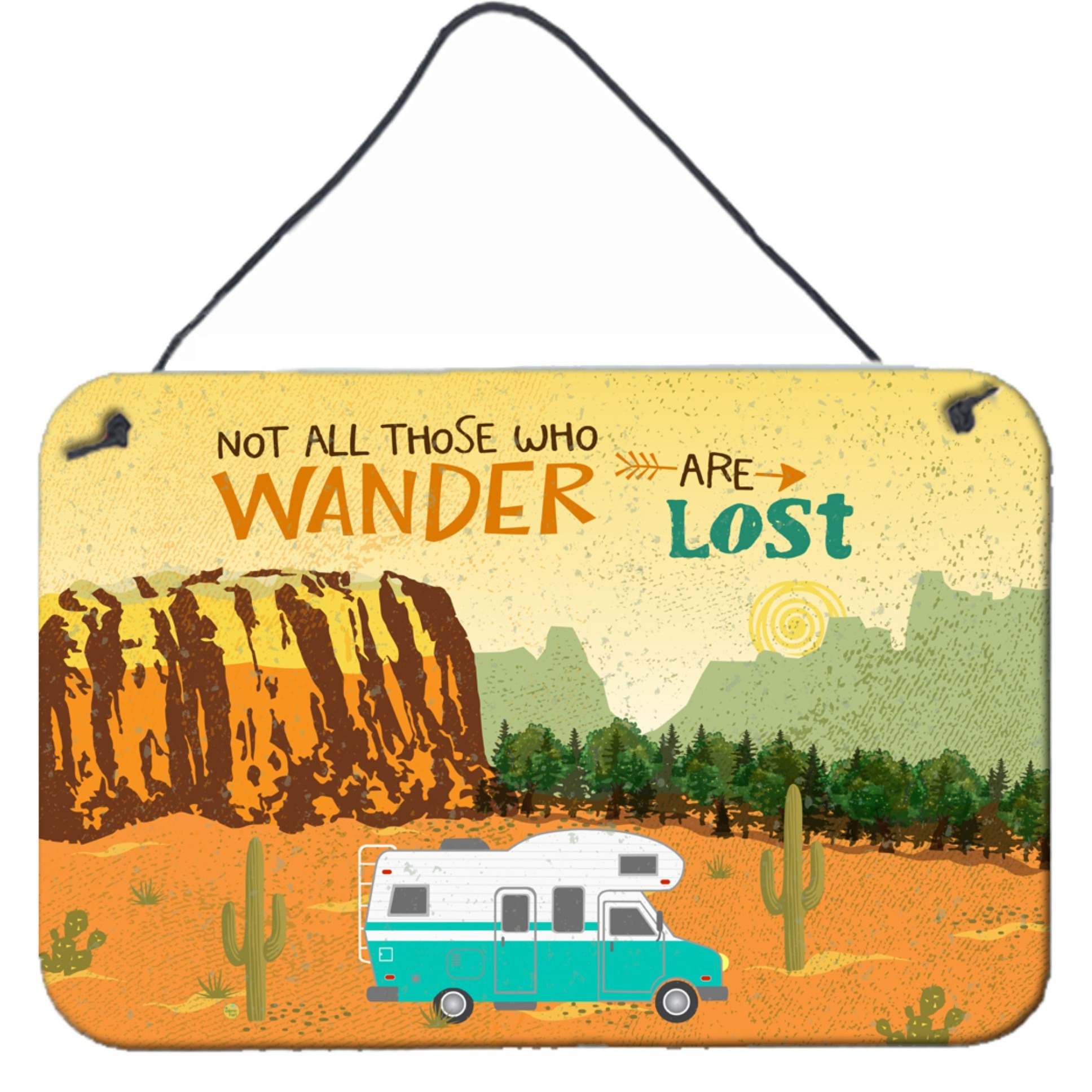 &quotCaroline's Treasures RV Camper Camping Wander Metal Print, 8"&quotH x 12"&quotW, Multicolor"