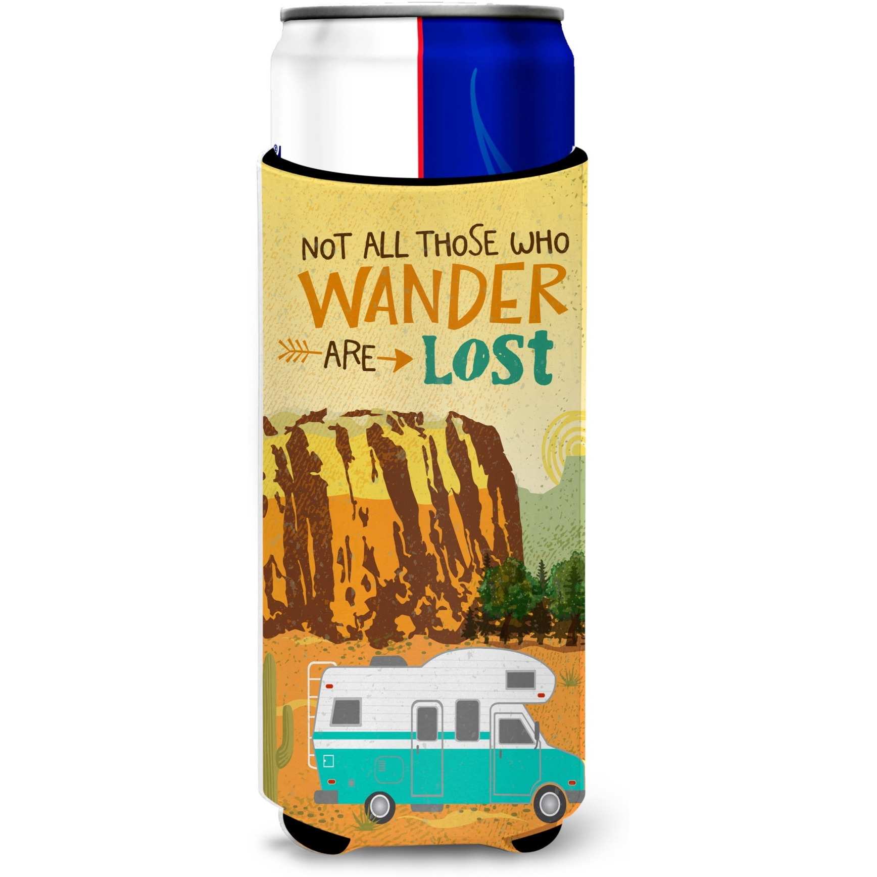 &quotCaroline's Treasures RV Camper Camping Wander Michelob Ultra Hugger For Slim Cans, Slim Can, Multicolor"