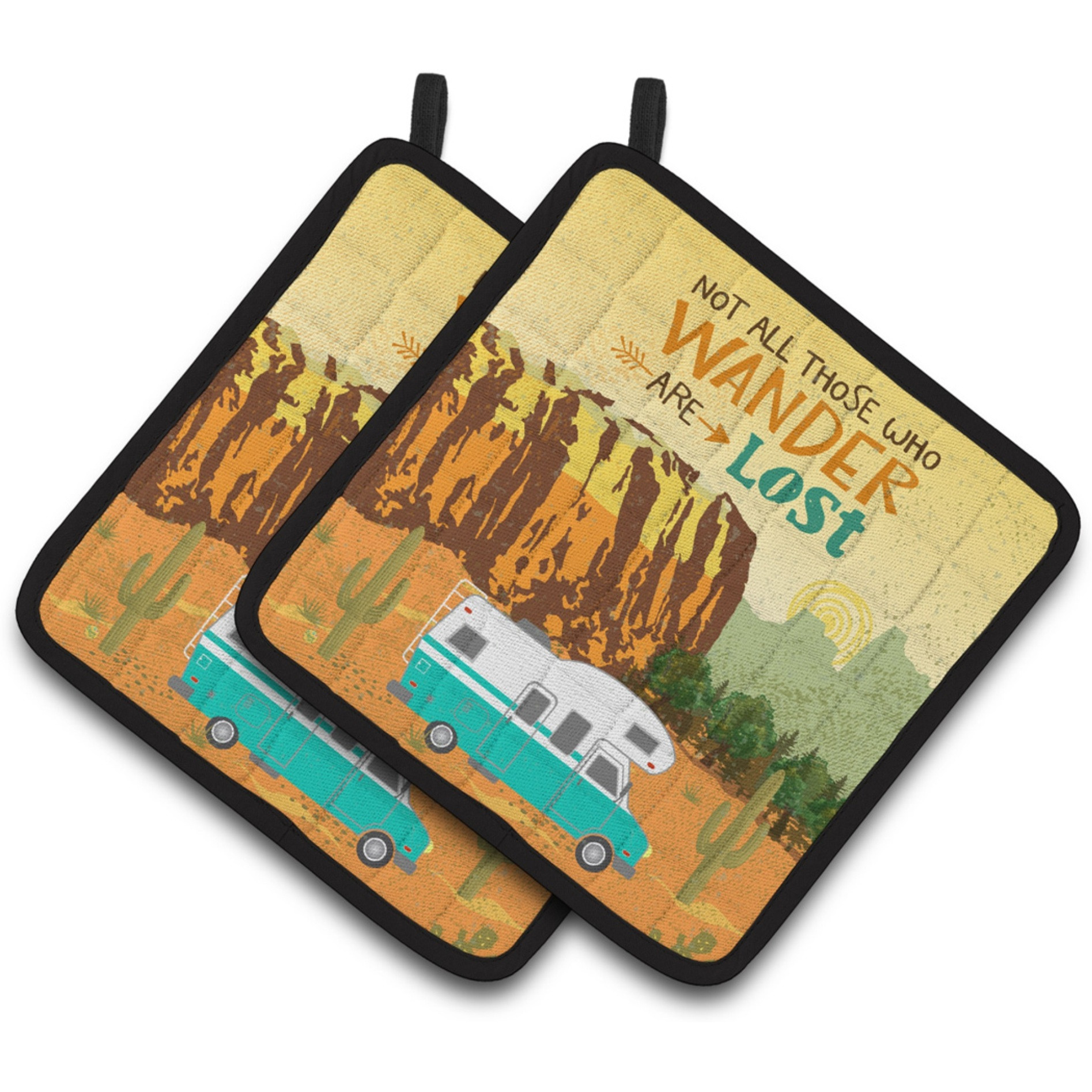 &quotCaroline's Treasures RV Camper Camping Wander Pair of Pot Holders, 7.5HX7.5W, Multicolor"