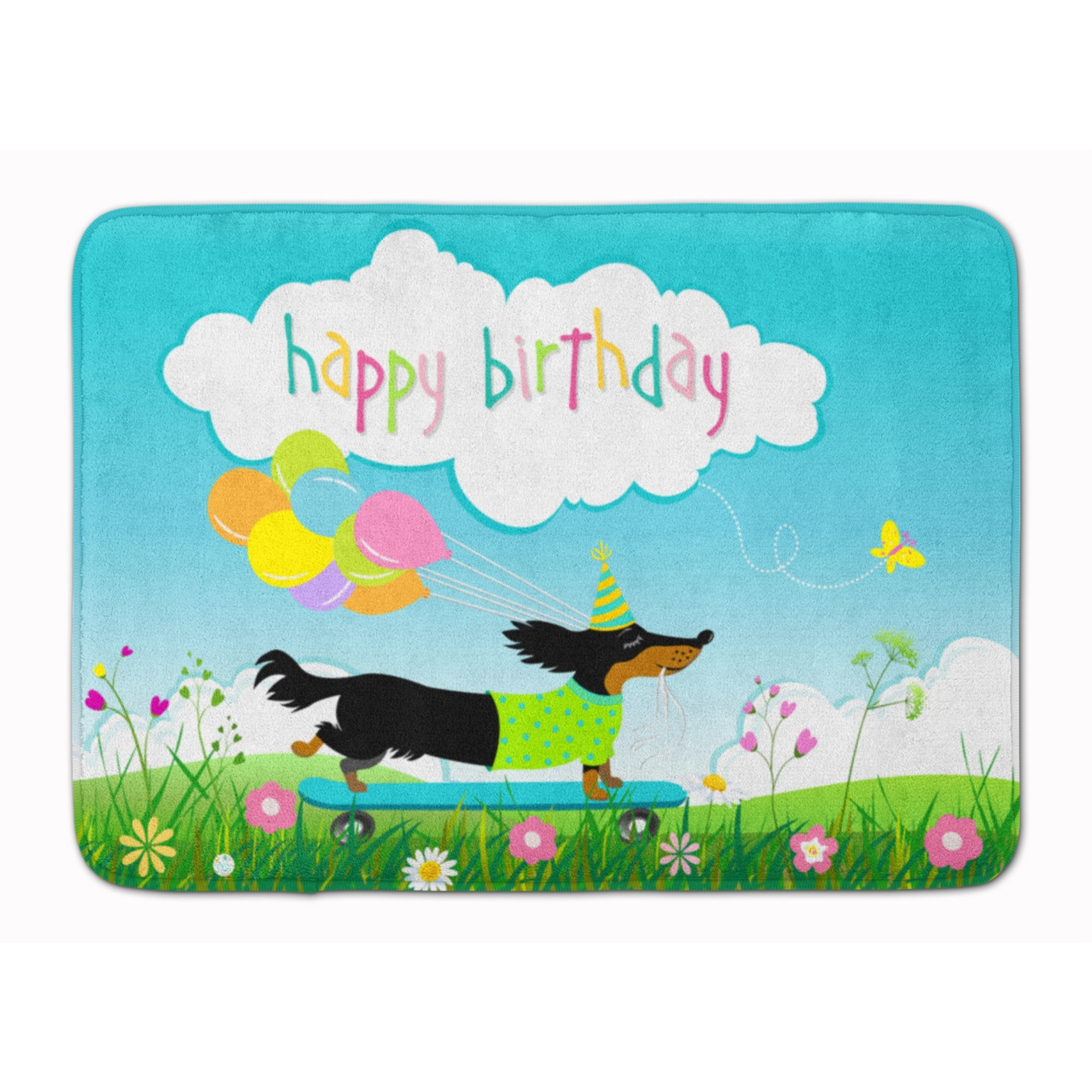 &quotCaroline's Treasures Happy Birthday Dachshund Machine Washable Memory Foam Mat, Multicolor"
