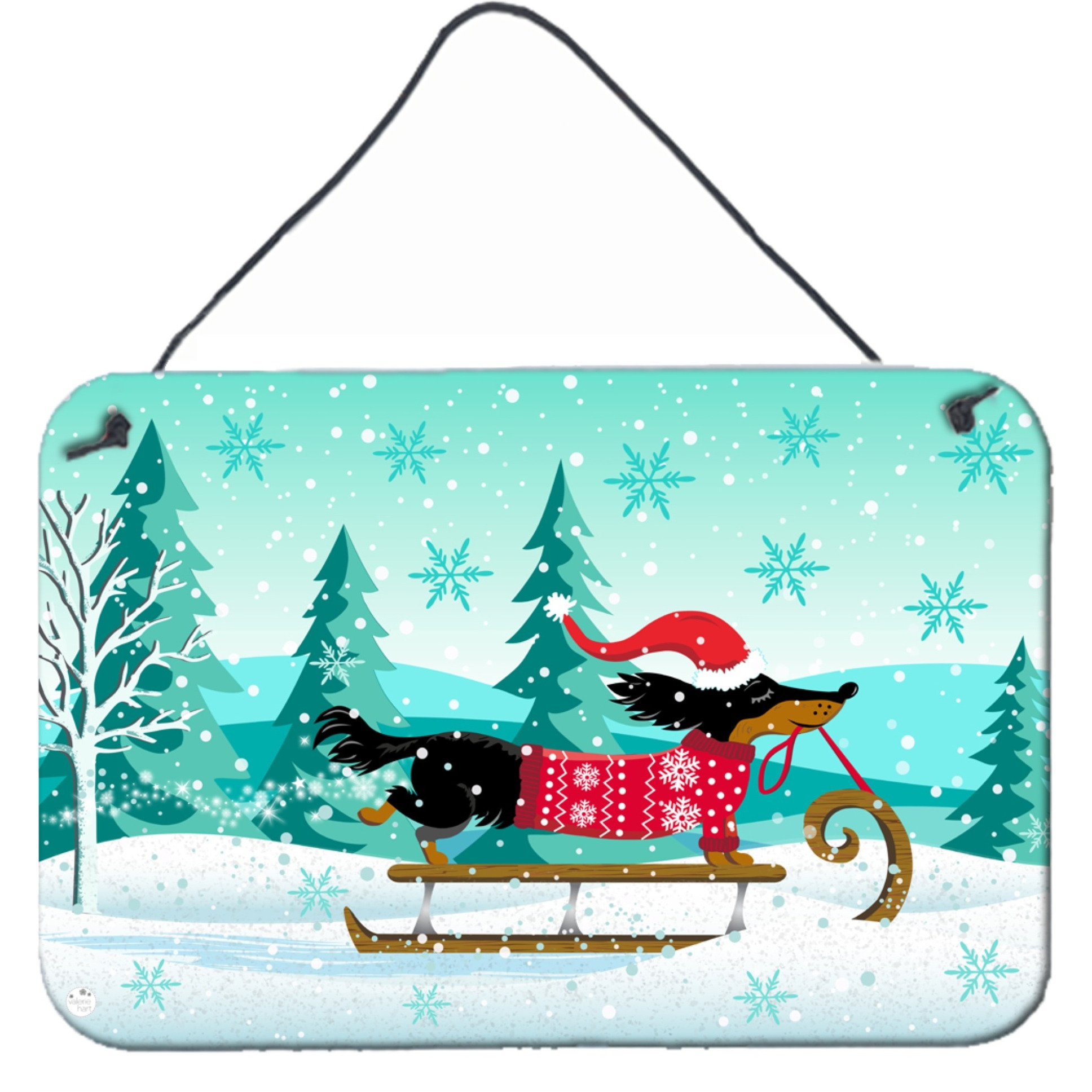 &quotCaroline's Treasures Merry Christmas Dachshund Wall or Door Hanging Prints, Multicolor"