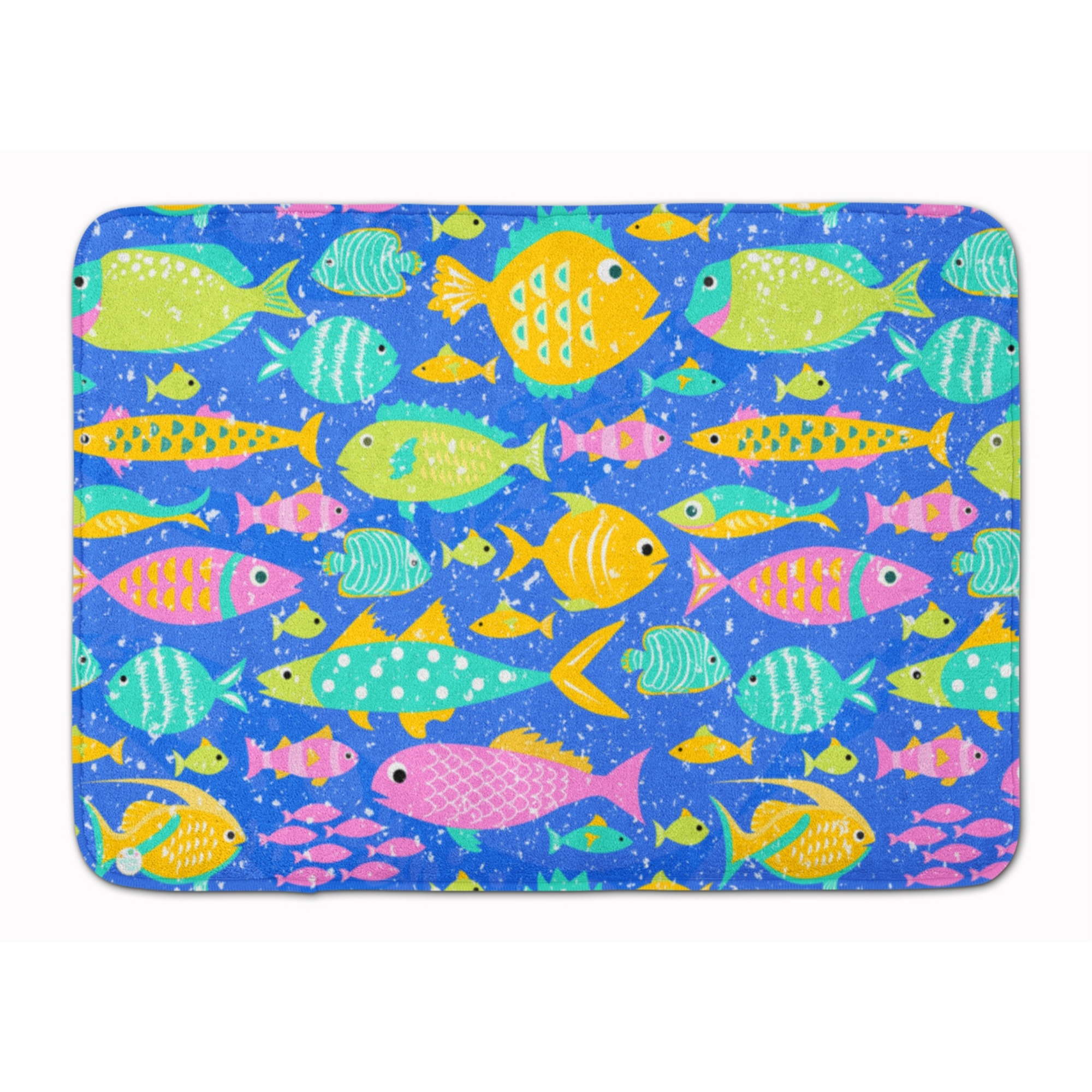 &quotCaroline's Treasures Little Colorful Fishes Machine Washable Memory Foam Mat, Multicolor"