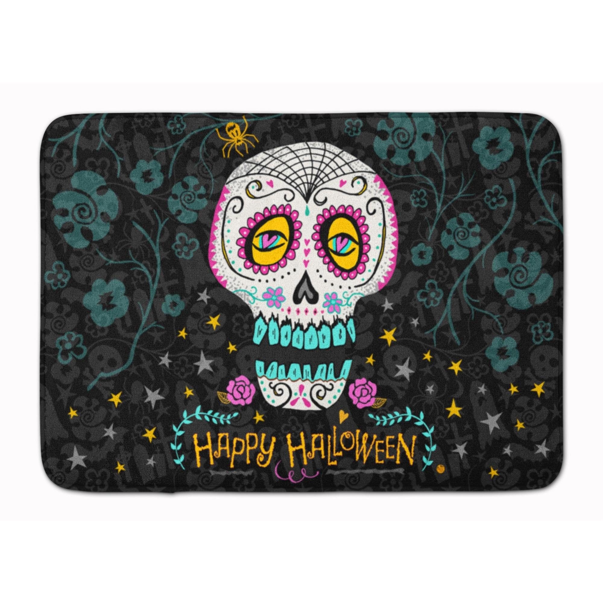 &quotCaroline's Treasures Happy Halloween Day of the Dead Machine Washable Memory Foam Mat, Multicolor"
