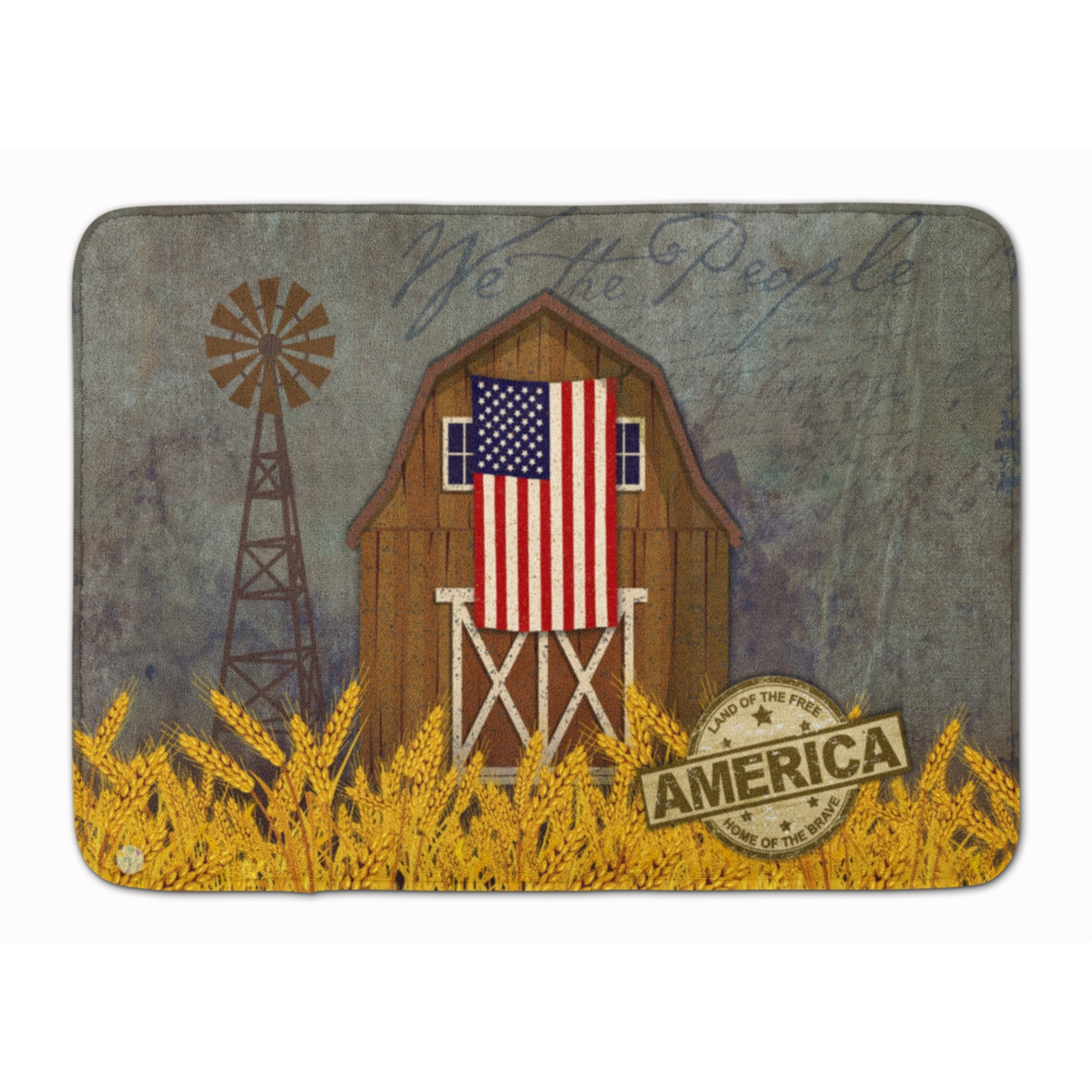 &quotCaroline's Treasures Patriotic Barn Land of America Machine Washable Memory Foam Mat, Multicolor"