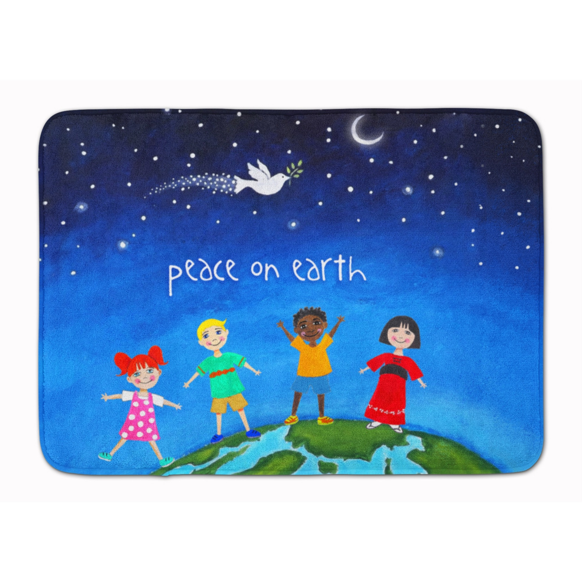 &quotCaroline's Treasures Peace on Earth Machine Washable Memory Foam Mat, Multicolor"