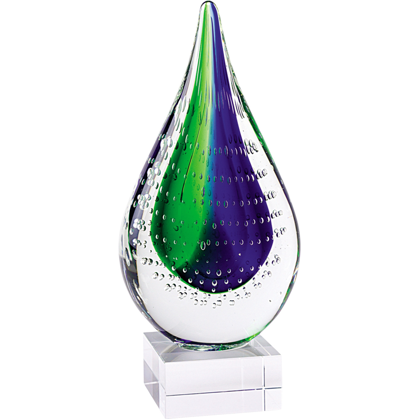 Murano Style Mouth Blown Teardrop Centerpiece on Crystal Base H12"
