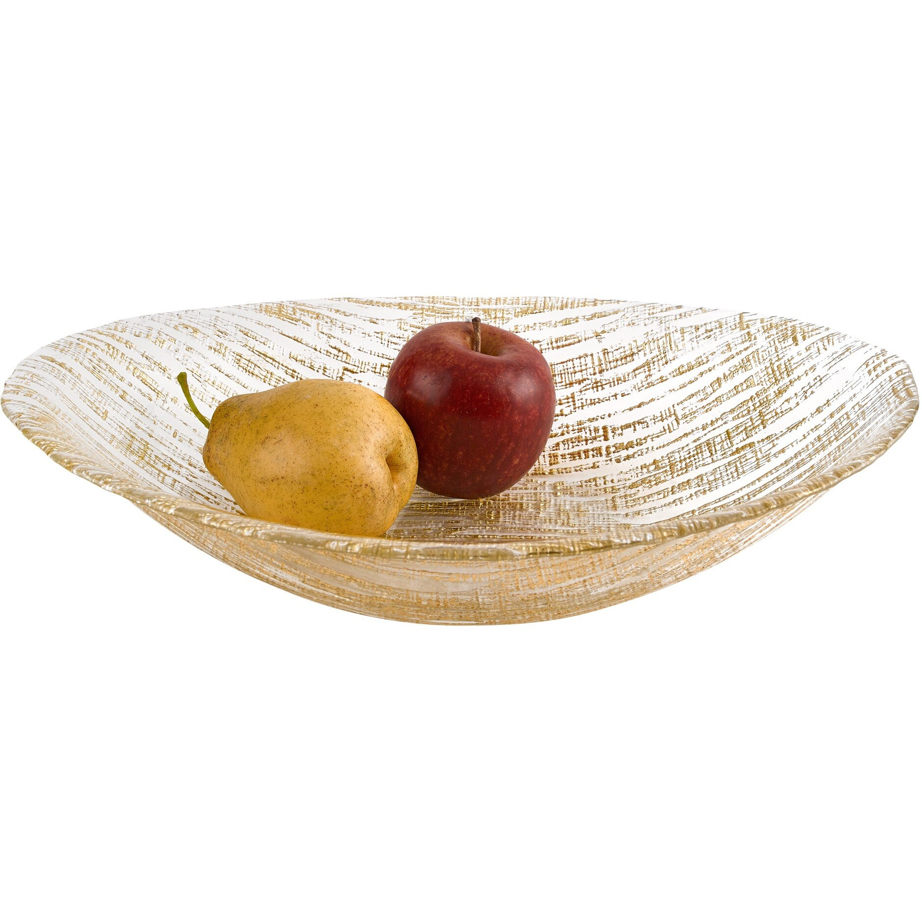Secret Treasure Gold Accent Handcrafted  Glass  15" X 9" Oval Salad or Centerpiece Bowl